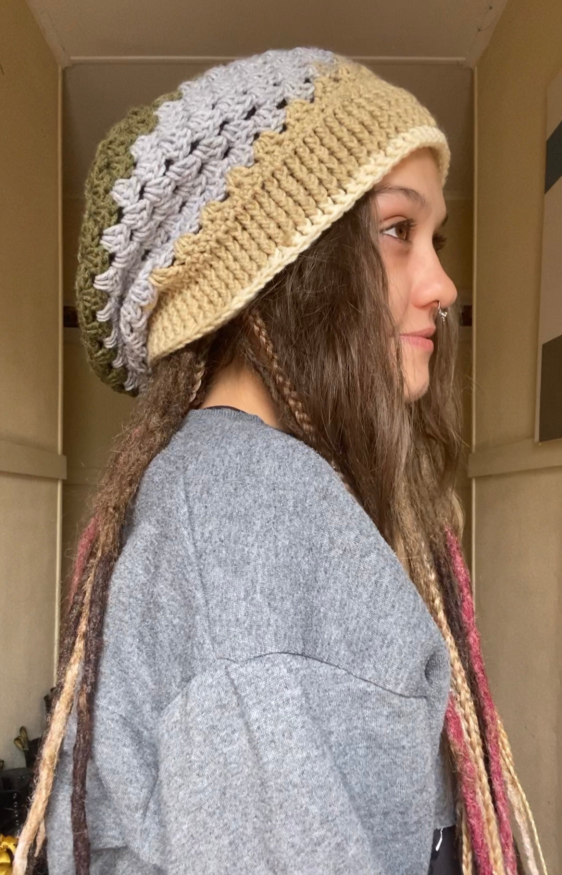 Earthy Green Handmade Beanie