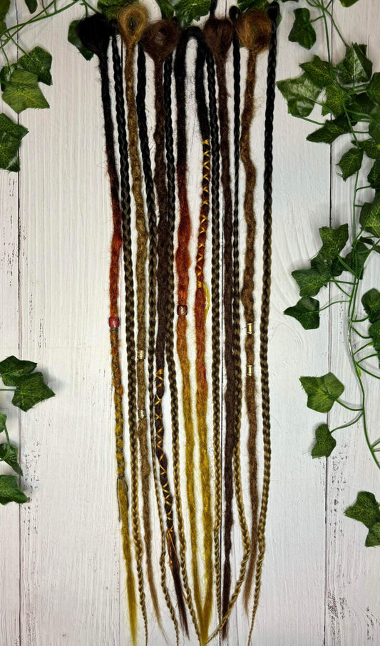 Set of 12, 60-65cm Autumn Brown Synthetic Extensions