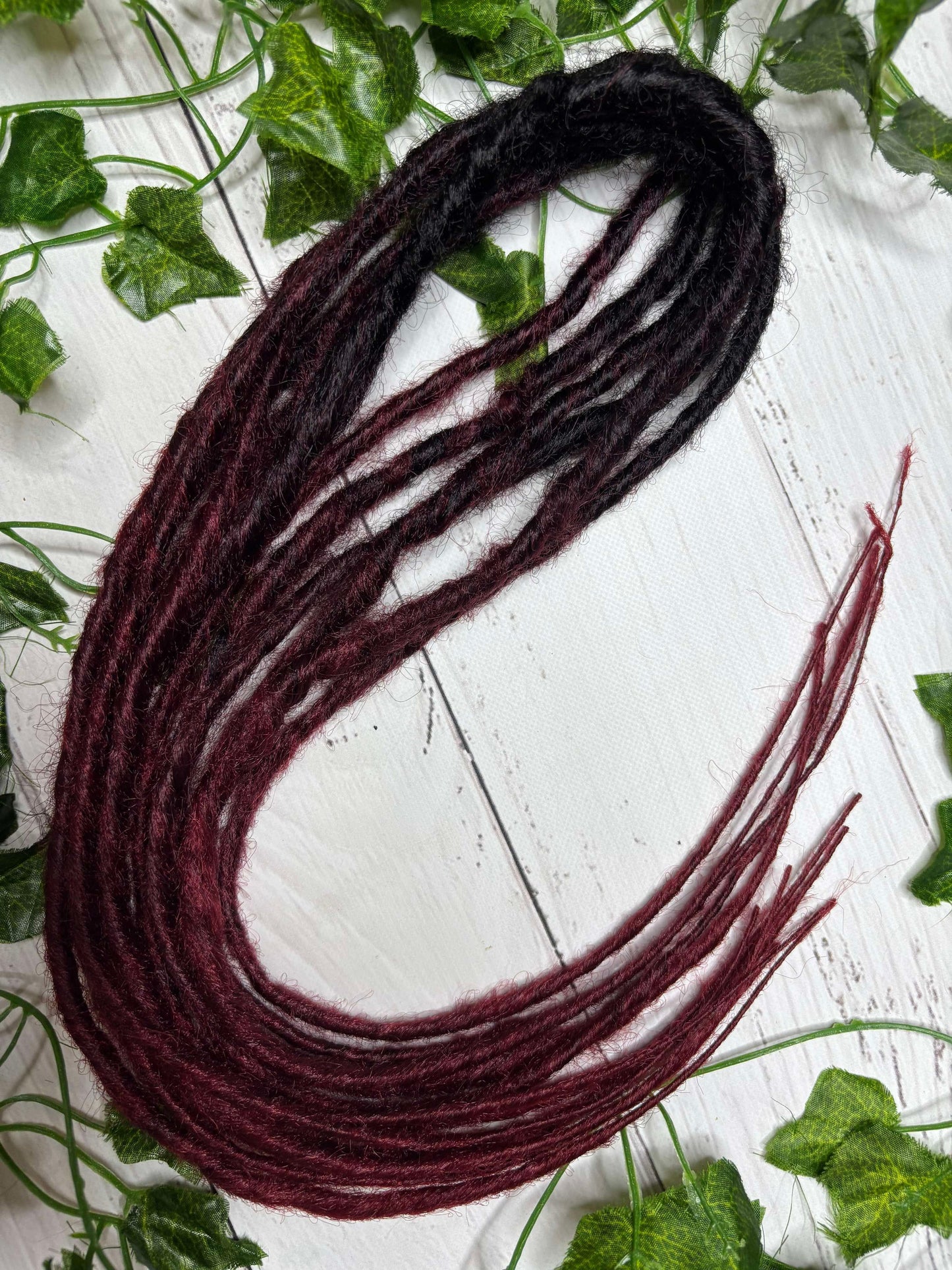 Set of 6, 50-59cm Black - Maroon Twisted Synthetic Extensions (only available for online purchase)