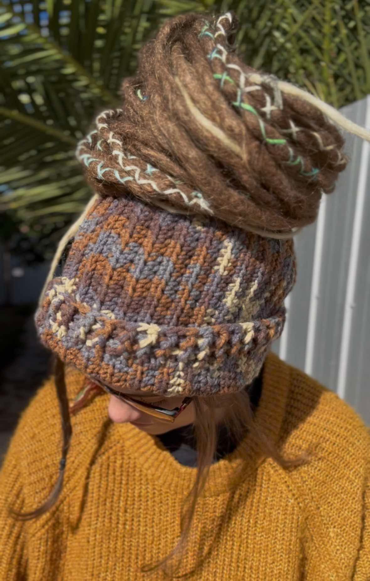 Autumn Tone Blend Handmade Beanie with hole