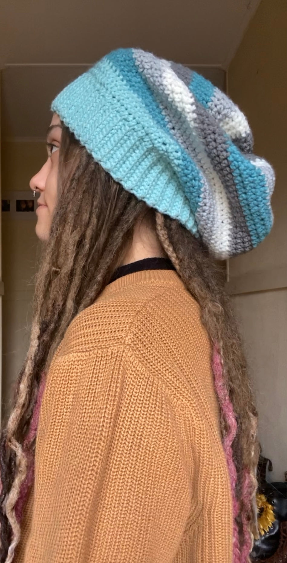 Blue Grey Handmade Beanie