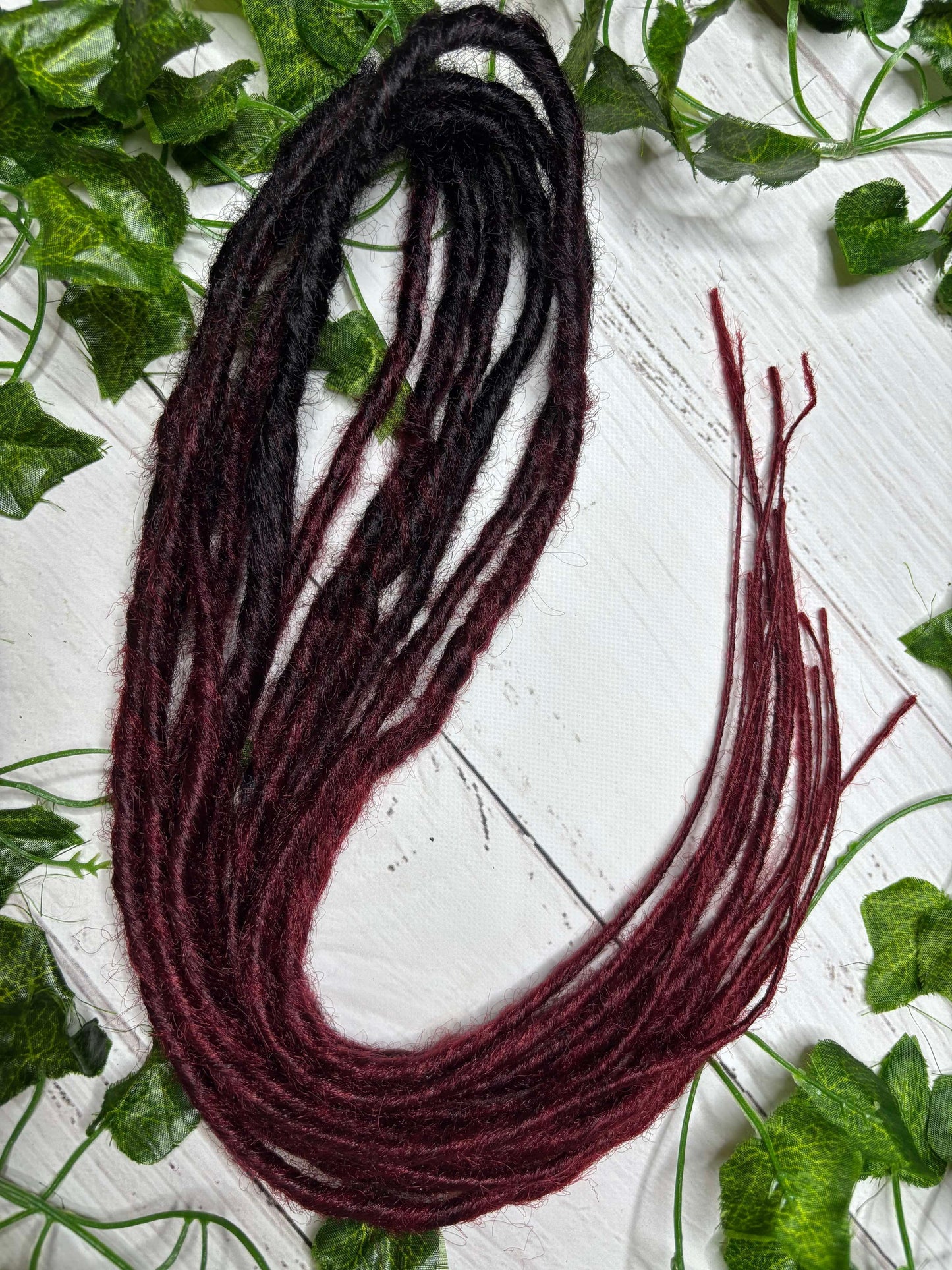 Set of 6, 50-59cm Black - Maroon Twisted Synthetic Extensions (only available for online purchase)