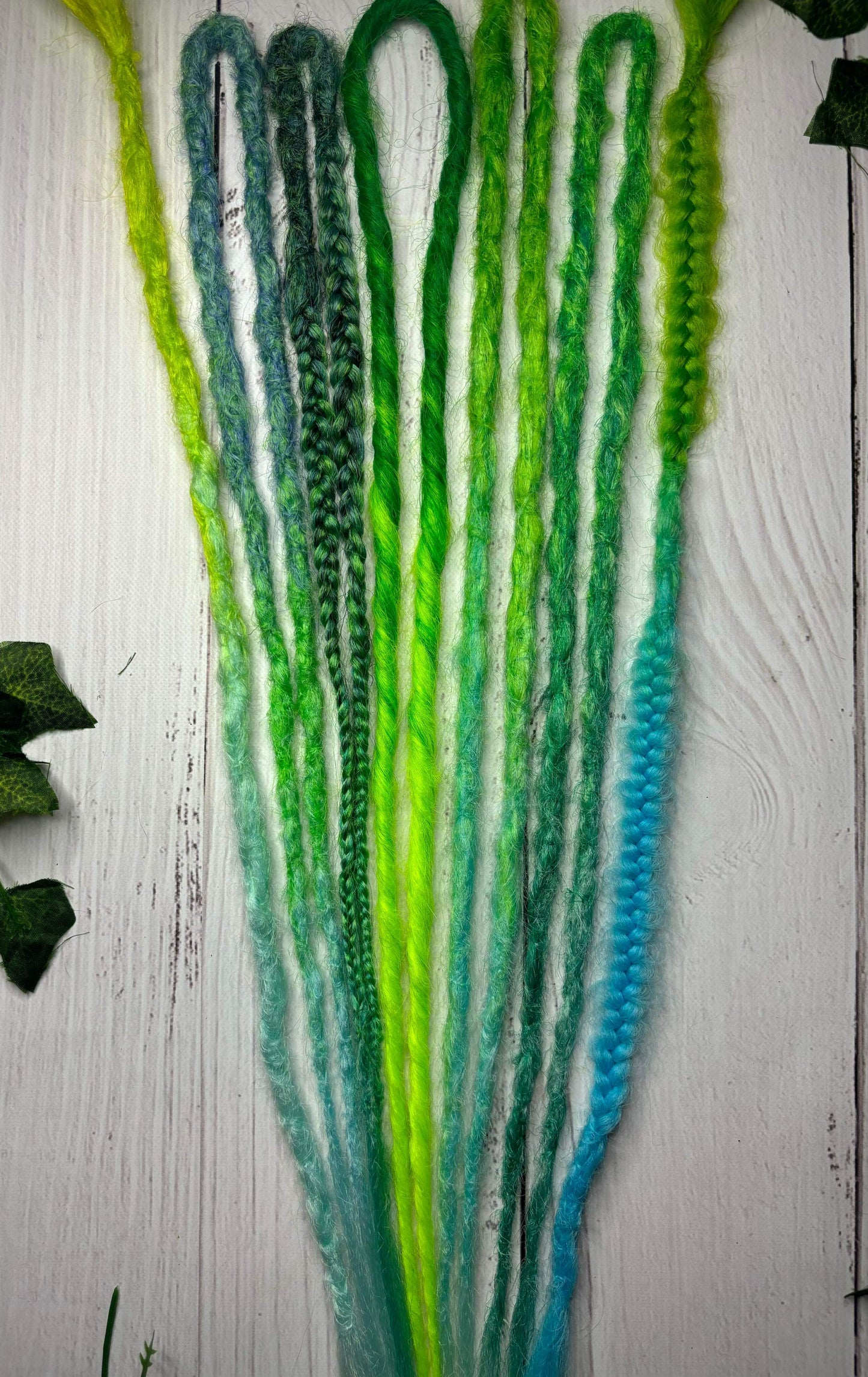 Set of 7, 50-53cm Green and Blue Synthetic Extensions
