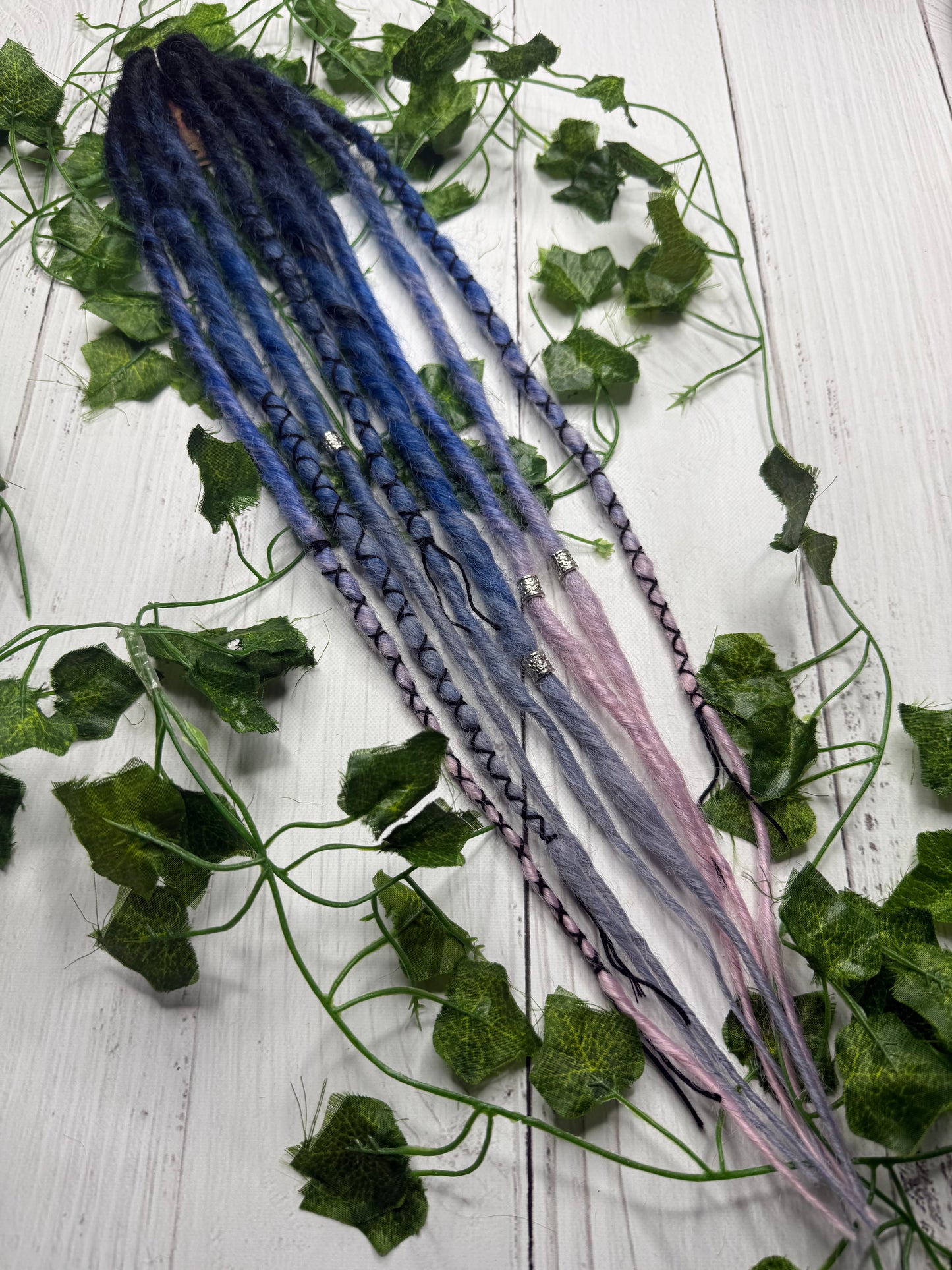 Set of 4, 55-59cm Black to Blue Grey and Pink Synthetic Extensions (only available for online purchase)
