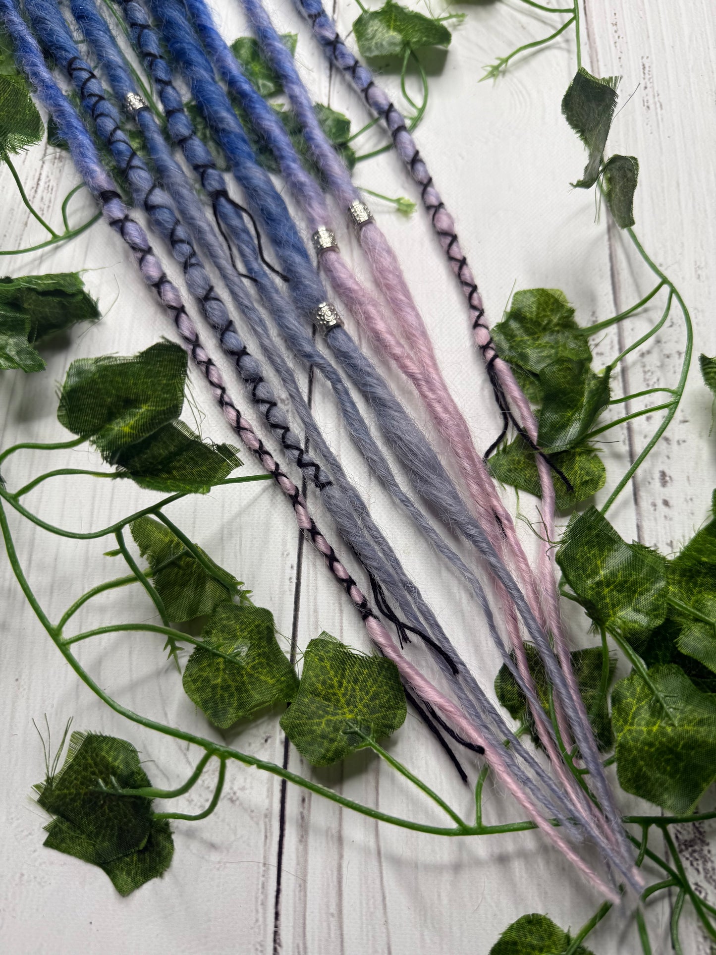 Set of 4, 55-59cm Black to Blue Grey and Pink Synthetic Extensions (only available for online purchase)