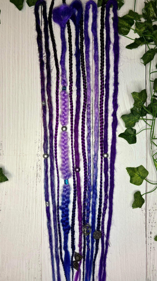 Set of 9, 58-64cm Deep Purple Blend Synthetic Extensions