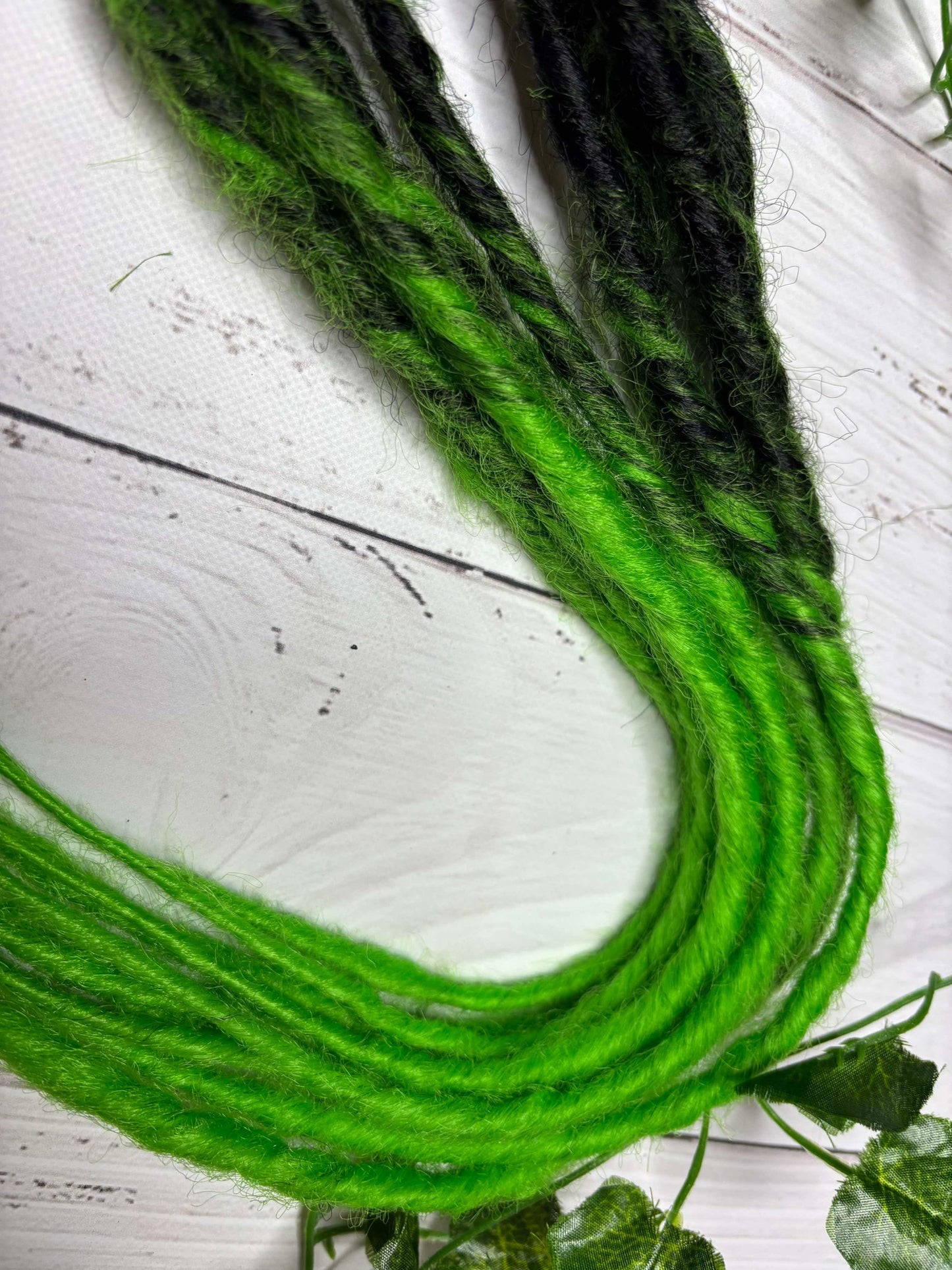 Set of 3, 57-60cm Black - Green Twisted Synthetic Extensions (only available for online purchase)