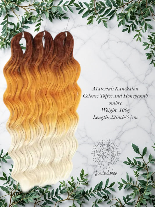Toffee and Honecomb Ombre Anna Wave Synthetic Hair 55cm 100g (only available for online purchase)