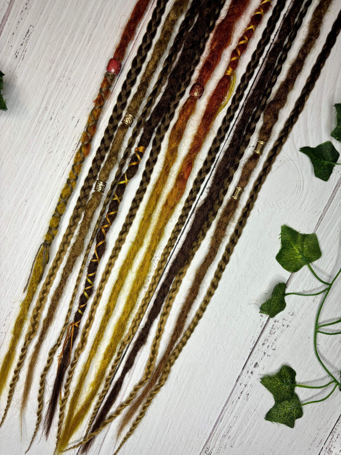 Set of 12, 60-65cm Autumn Brown Synthetic Extensions