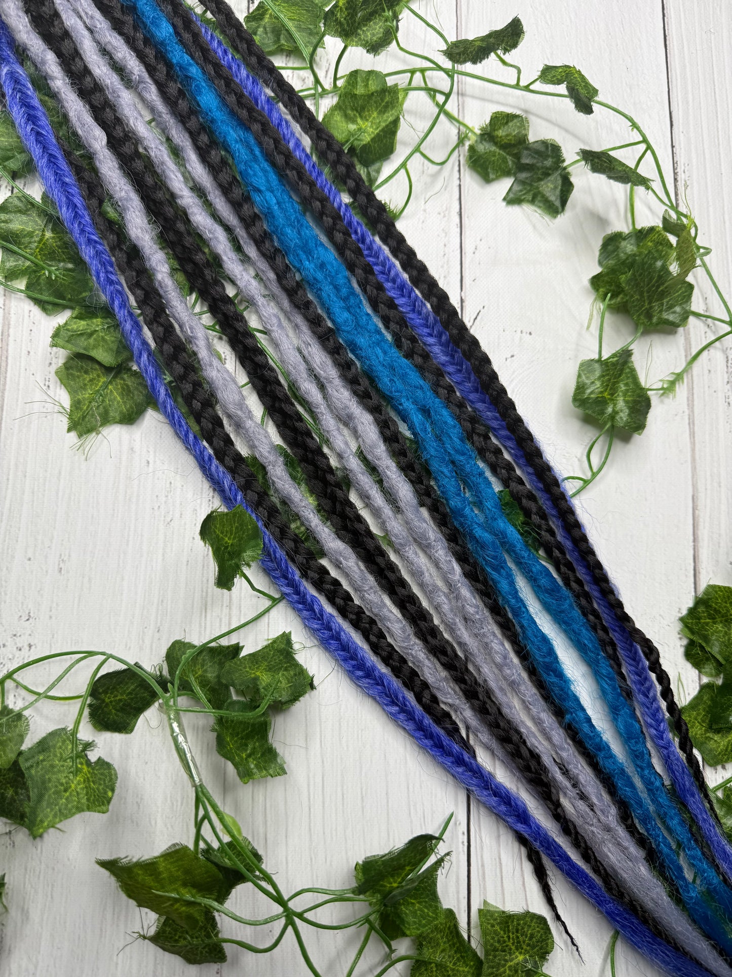 Set of 11, 58-69cm Blue Grey and Black Synthetic Extensions (only available for online purchase)