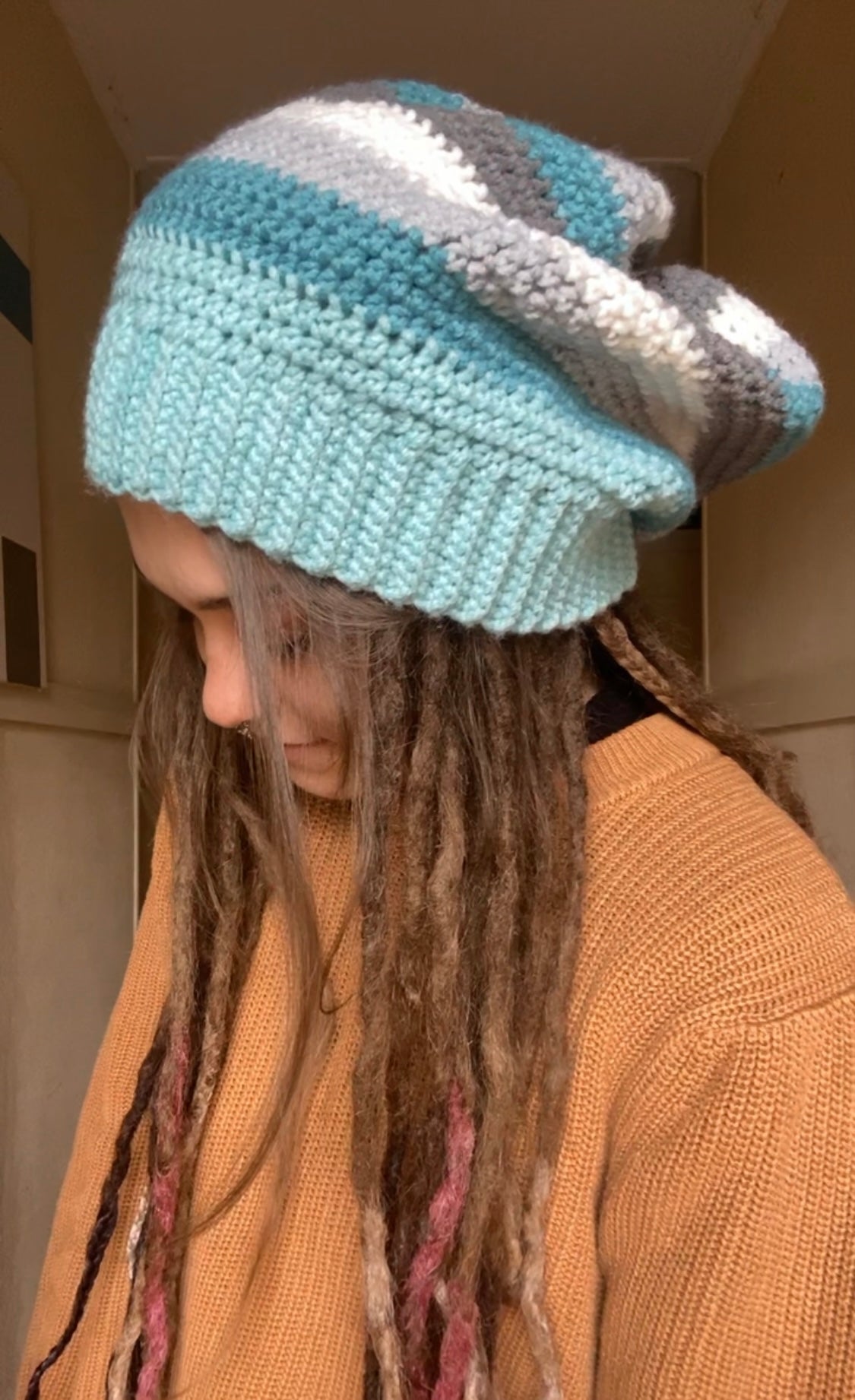 Blue Grey Handmade Beanie