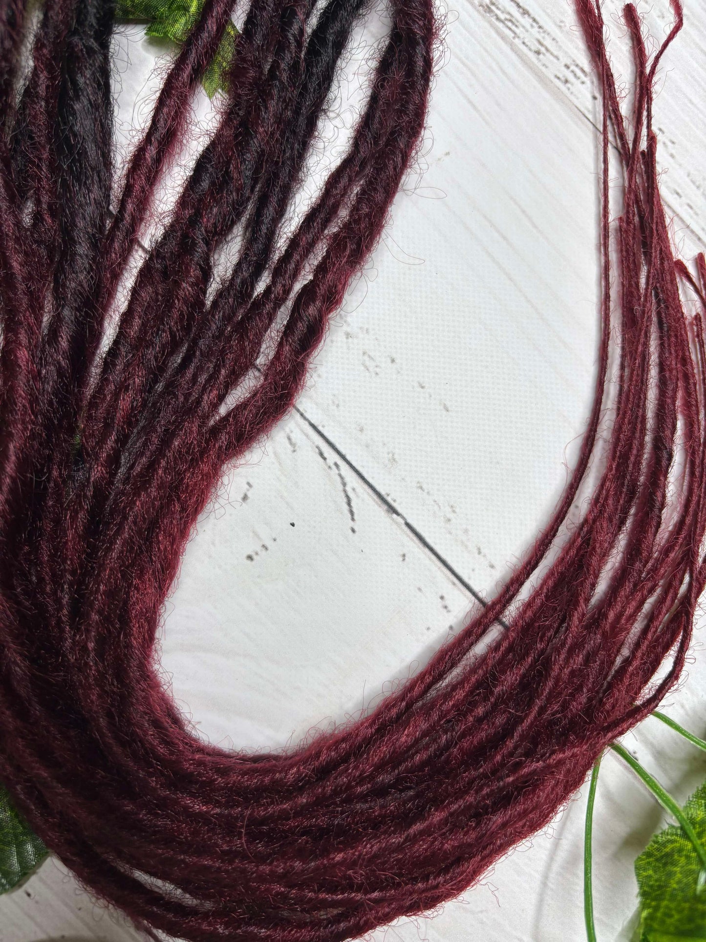 Set of 6, 50-59cm Black - Maroon Twisted Synthetic Extensions (only available for online purchase)