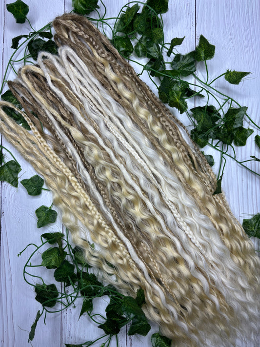 Set of 28 Blonde Mixed Texture Synthetic Dreadlock Extensions (only available for online purchase)