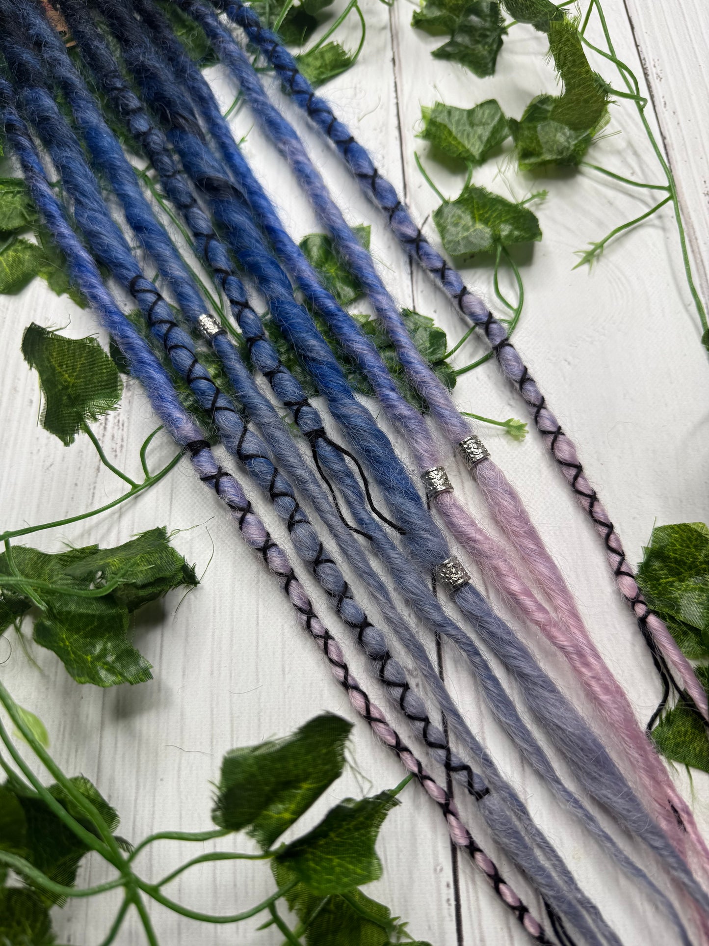Set of 4, 55-59cm Black to Blue Grey and Pink Synthetic Extensions (only available for online purchase)