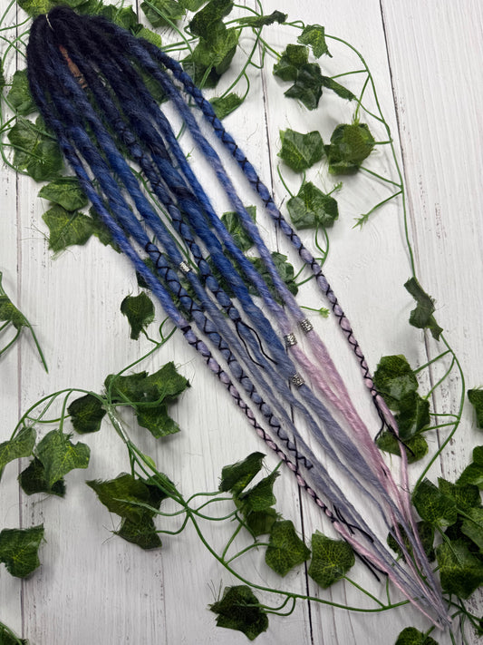 Set of 4, 55-59cm Black to Blue Grey and Pink Synthetic Extensions (only available for online purchase)