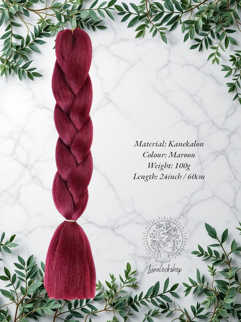 Maroon Kanekalon Synthetic Hair 60cm 100g (only available for online purchase)