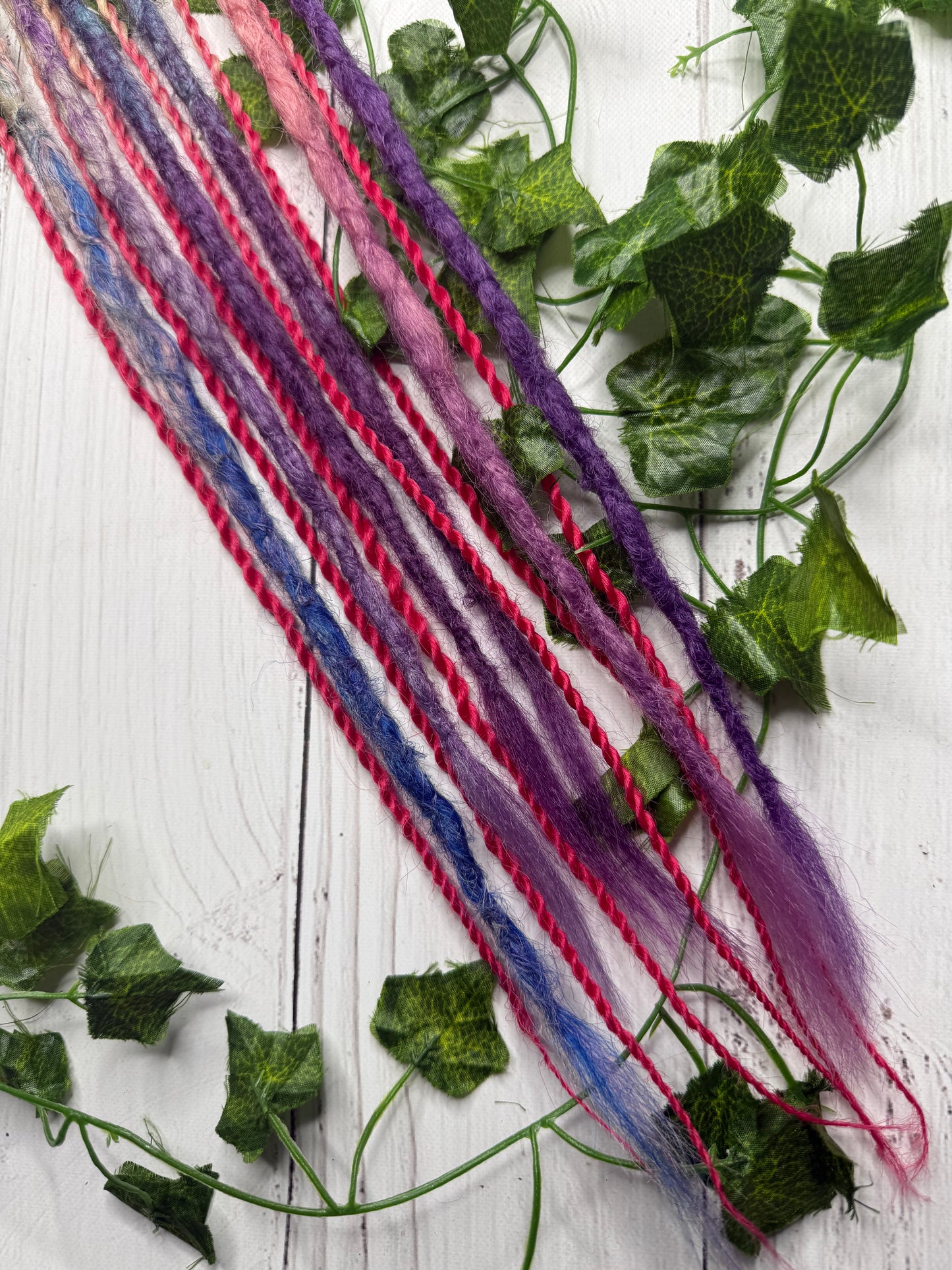 Set of 11, 60-67cm Blonde to Purple Pink and Blue Synthetic Extensions