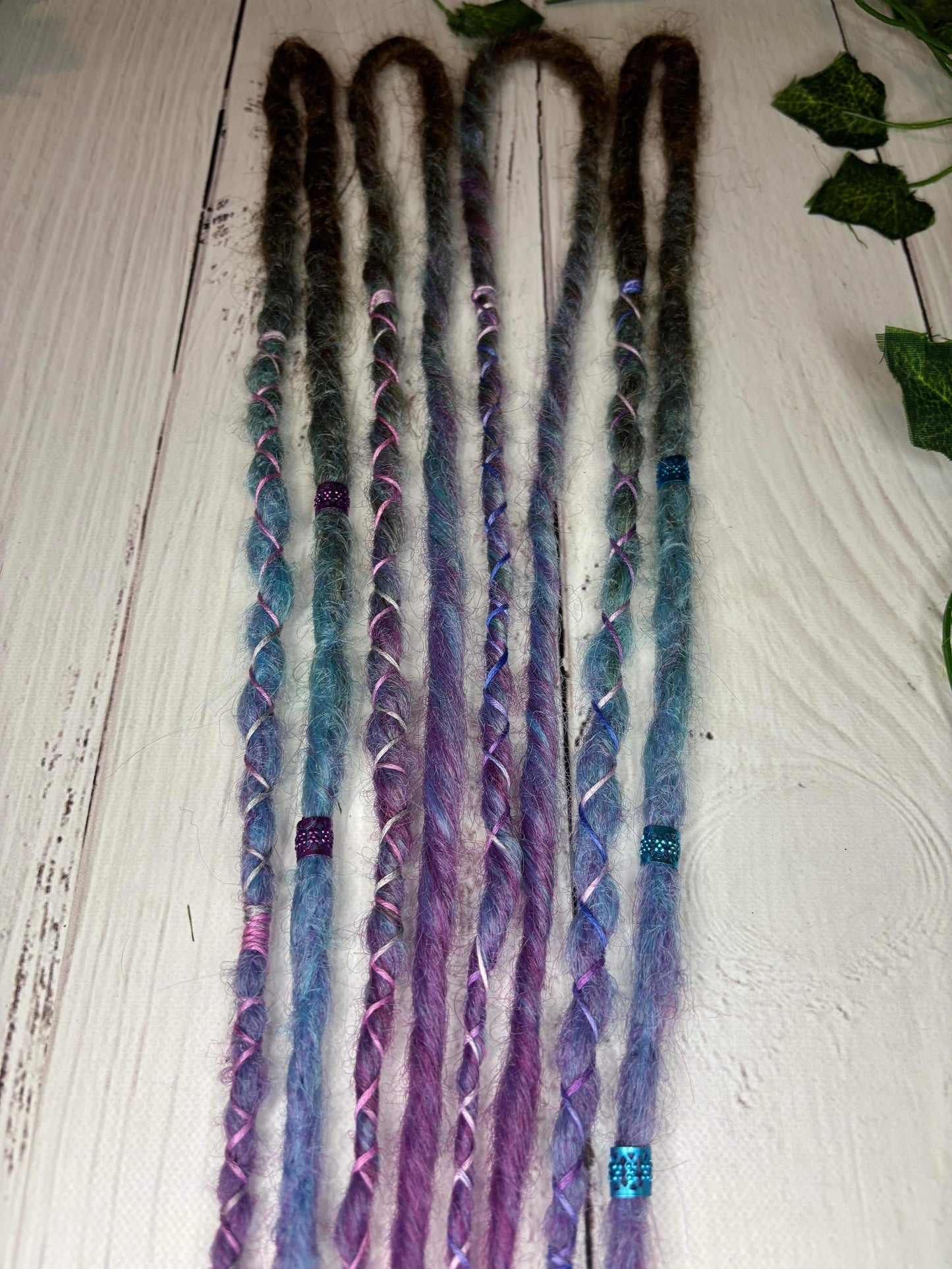 Set of 4, 48-54cm Brown to Blue/Purple Synthetic Extensions