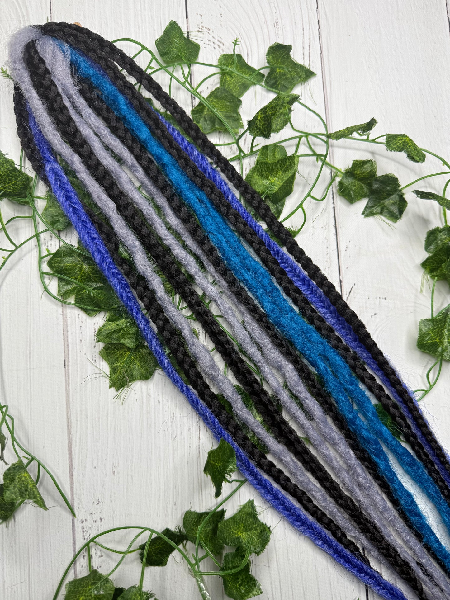Set of 11, 58-69cm Blue Grey and Black Synthetic Extensions (only available for online purchase)