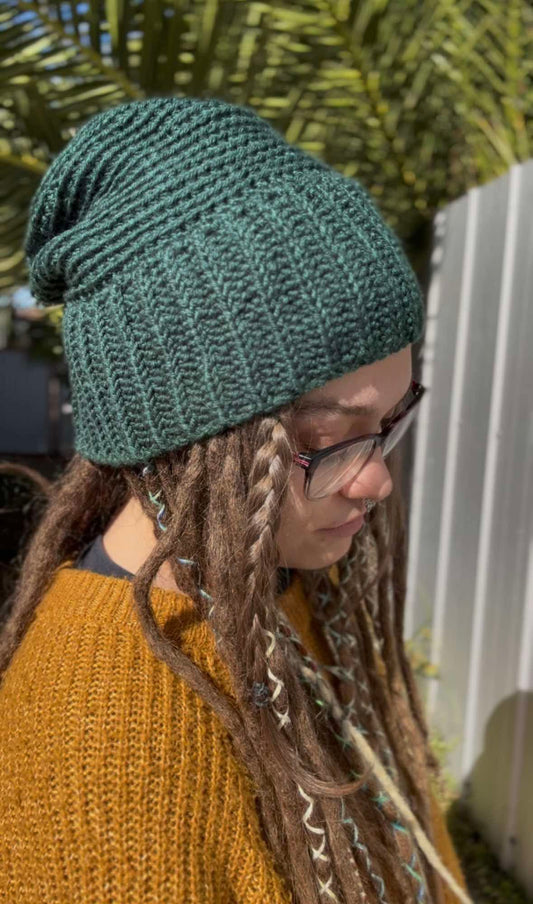 Dark Green Handmade Beanie