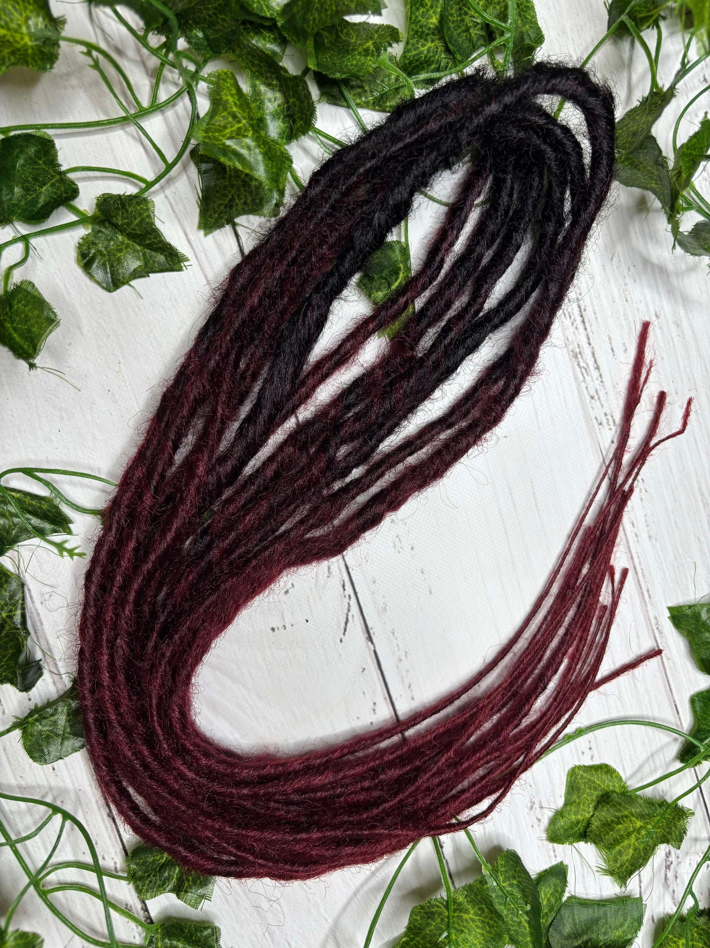 Set of 6, 50-59cm Black - Maroon Twisted Synthetic Extensions (only available for online purchase)