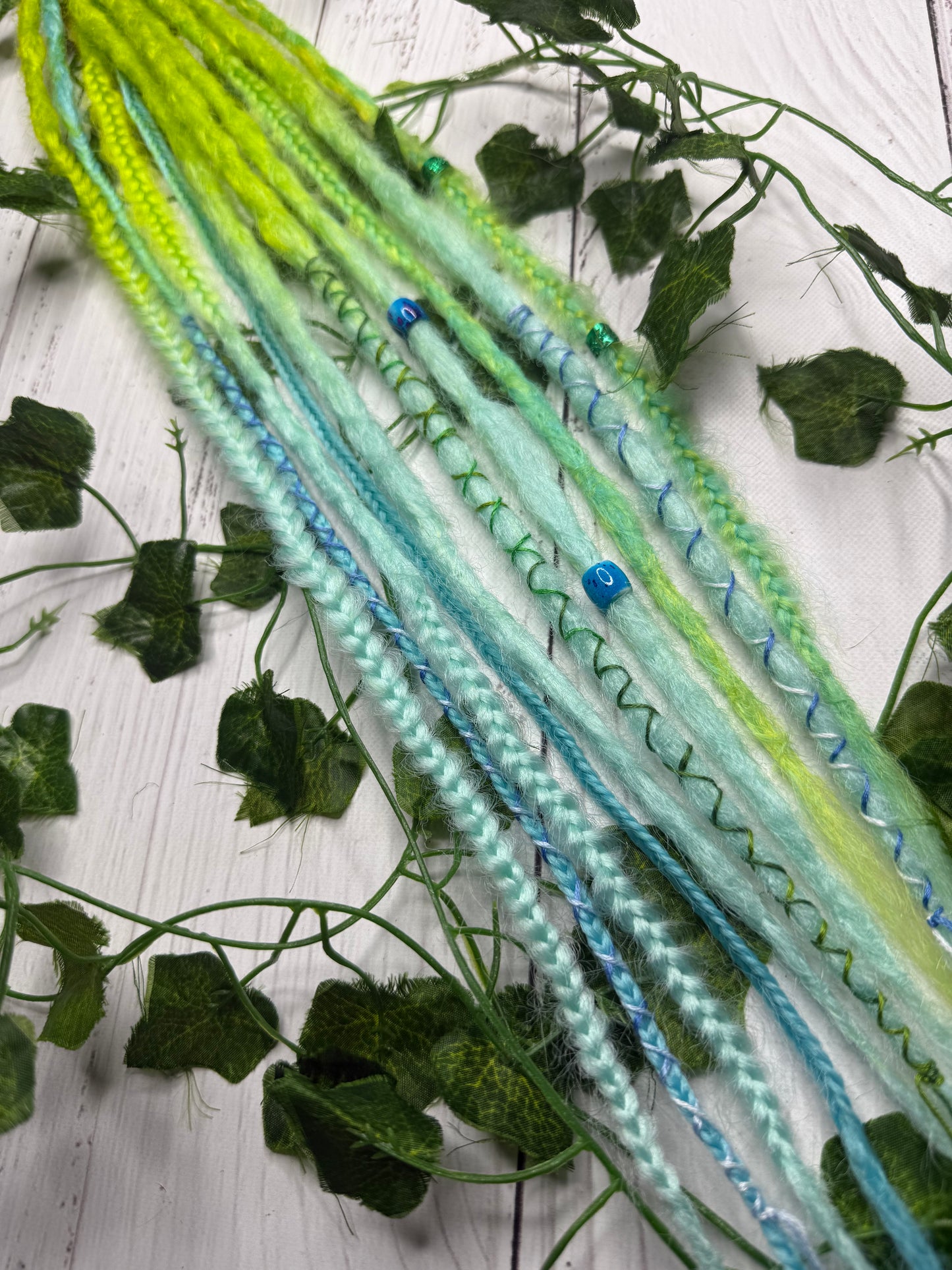 Set of 5, 50-60cm Green and Blue Synthetic Extensions