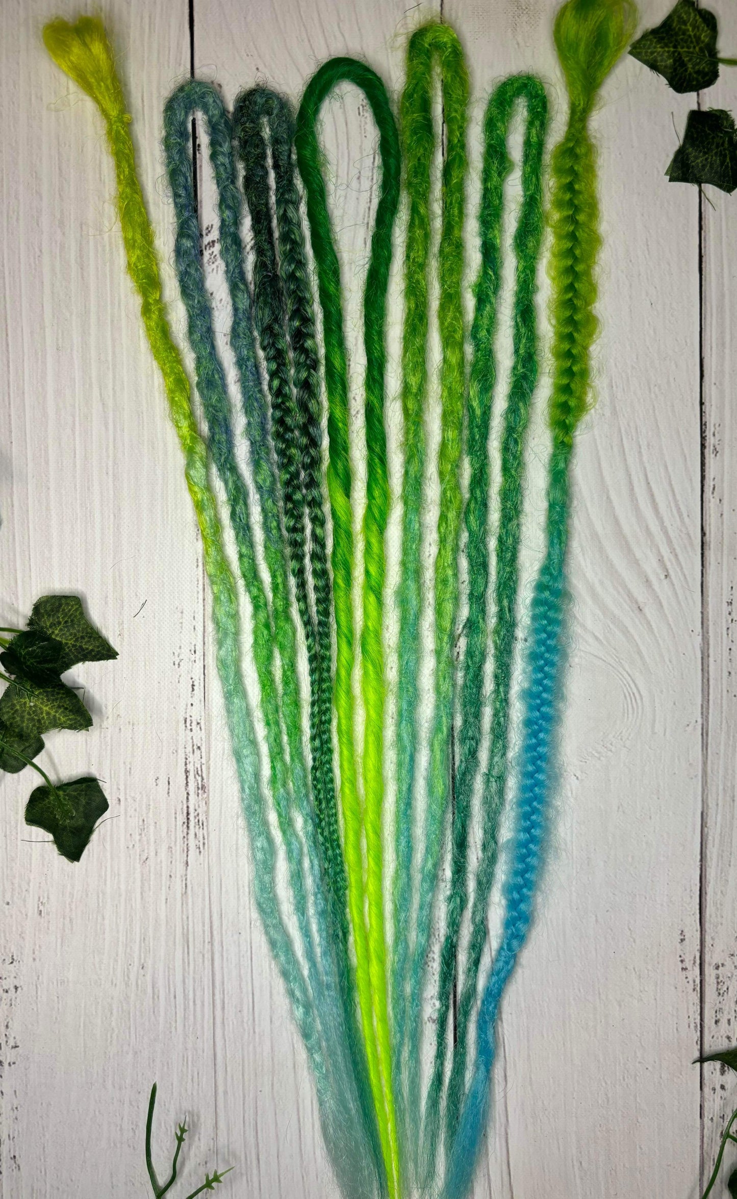Set of 7, 50-53cm Green and Blue Synthetic Extensions