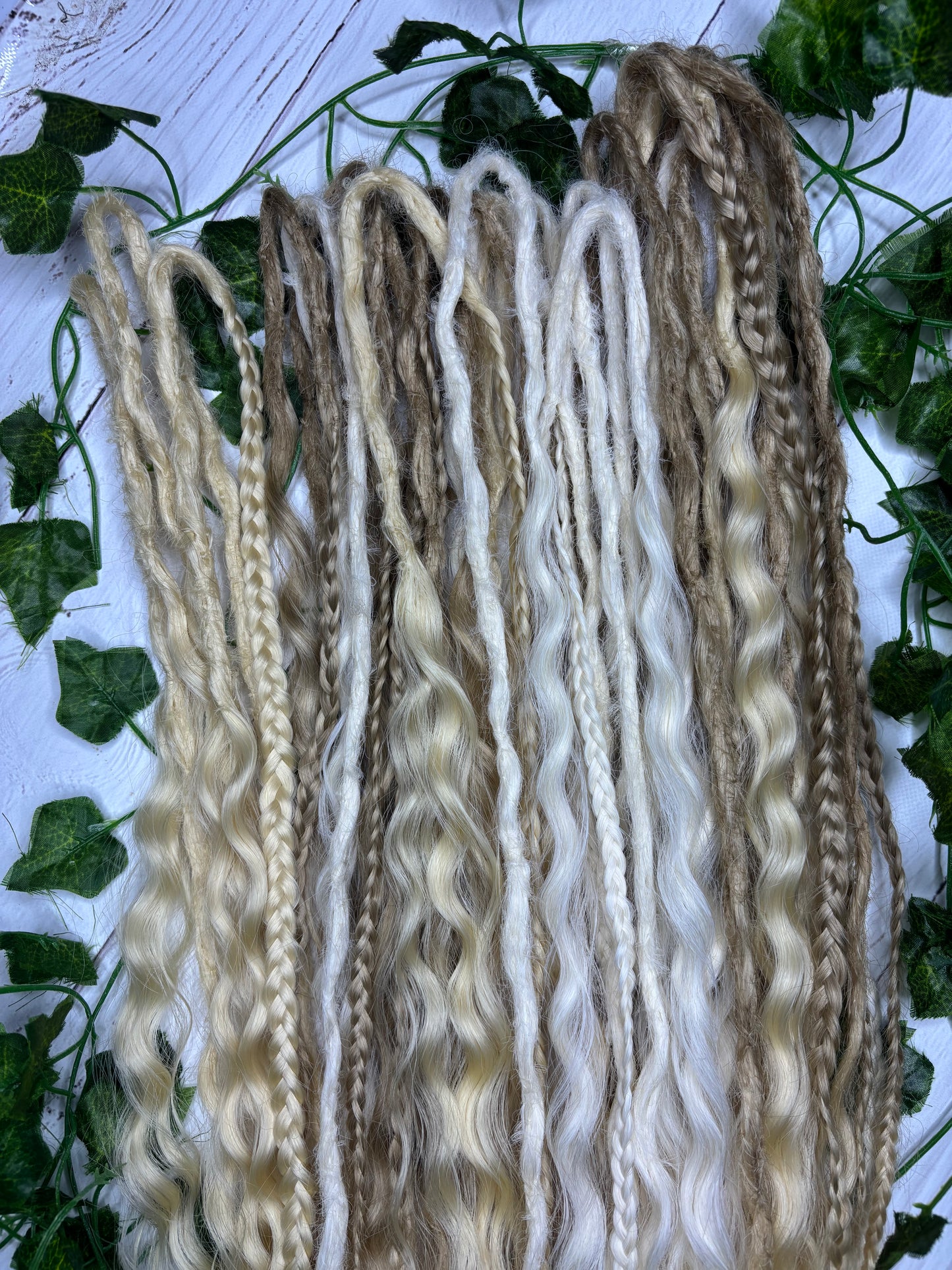 Set of 28 Blonde Mixed Texture Synthetic Dreadlock Extensions (only available for online purchase)