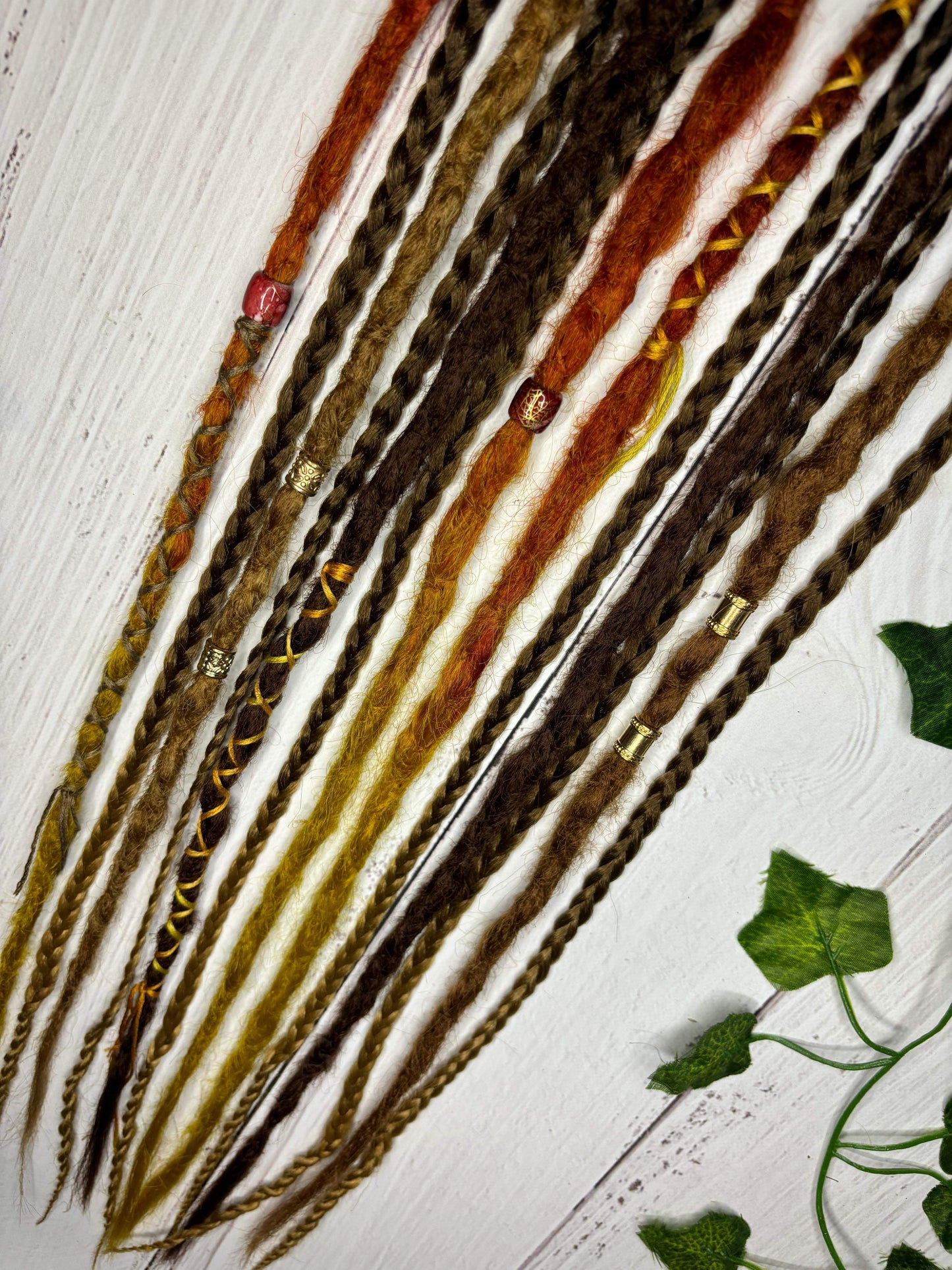 Set of 12, 60-65cm Autumn Brown Synthetic Extensions