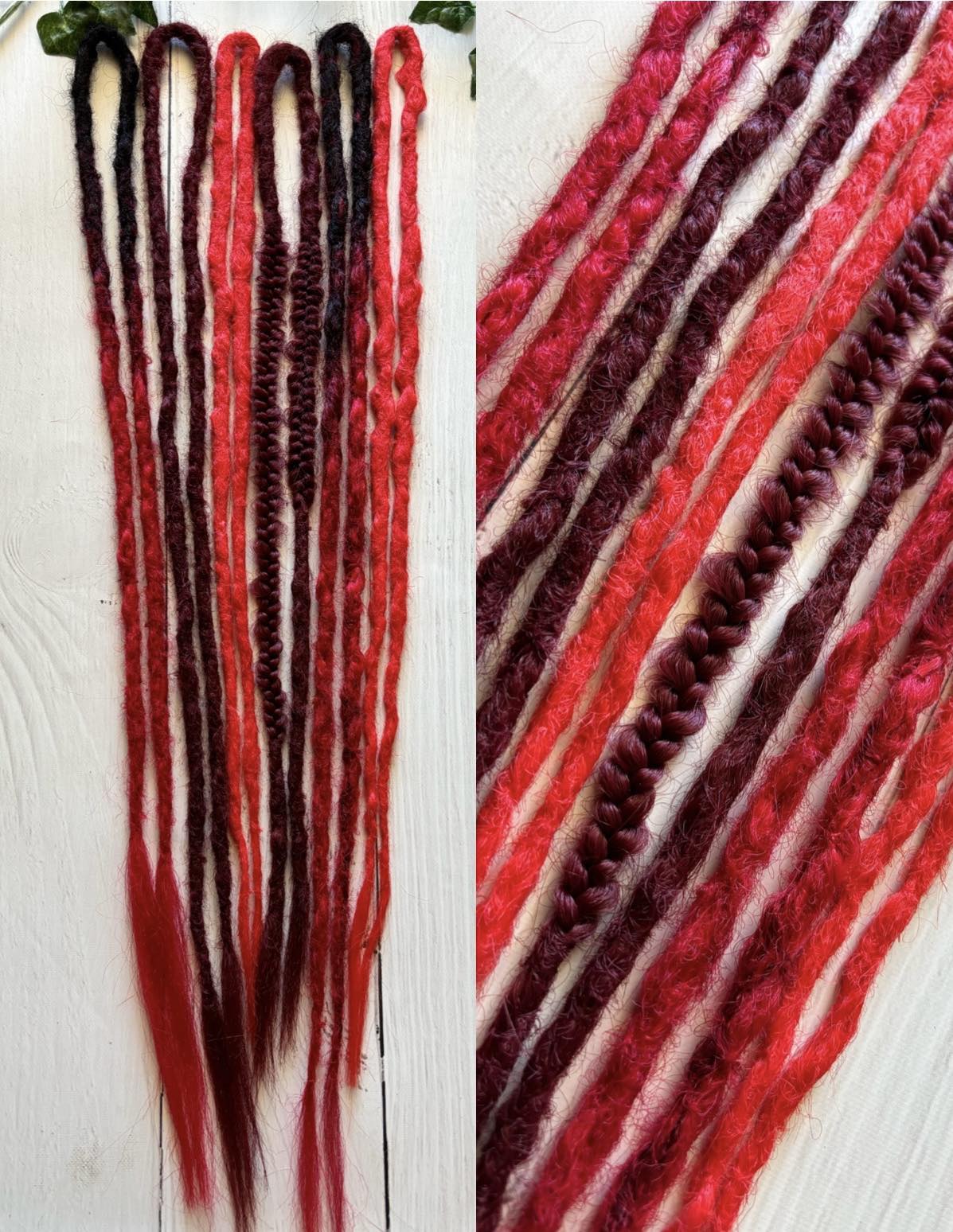 Set of 6 Grungey Red Double Ended Extensions