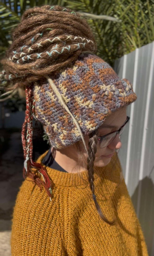 Autumn Tone Blend Handmade Beanie with hole