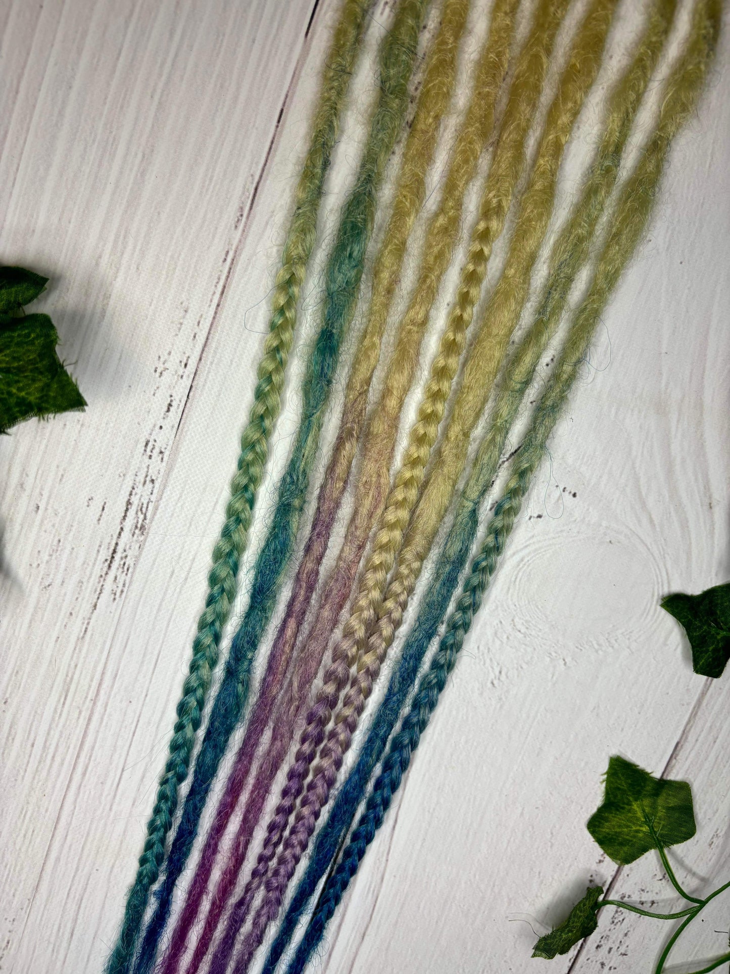 Set of 4, 43-47cm Blonde Blue Pink and Purple Synthetic Extensions