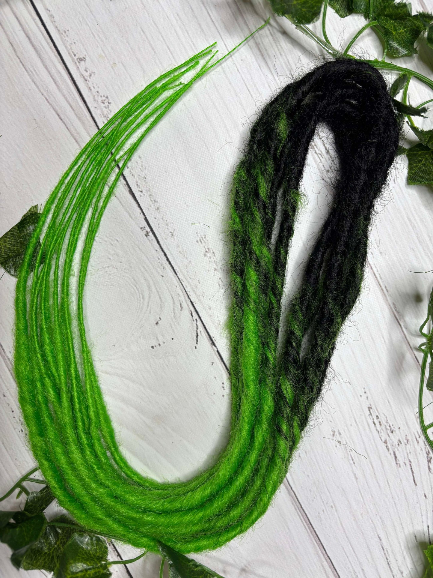 Set of 3, 57-60cm Black - Green Twisted Synthetic Extensions (only available for online purchase)