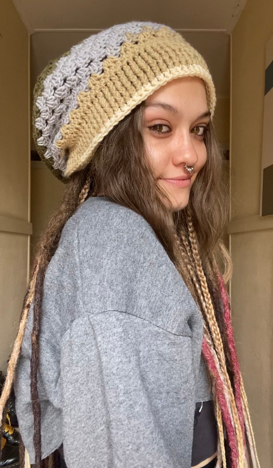 Earthy Green Handmade Beanie