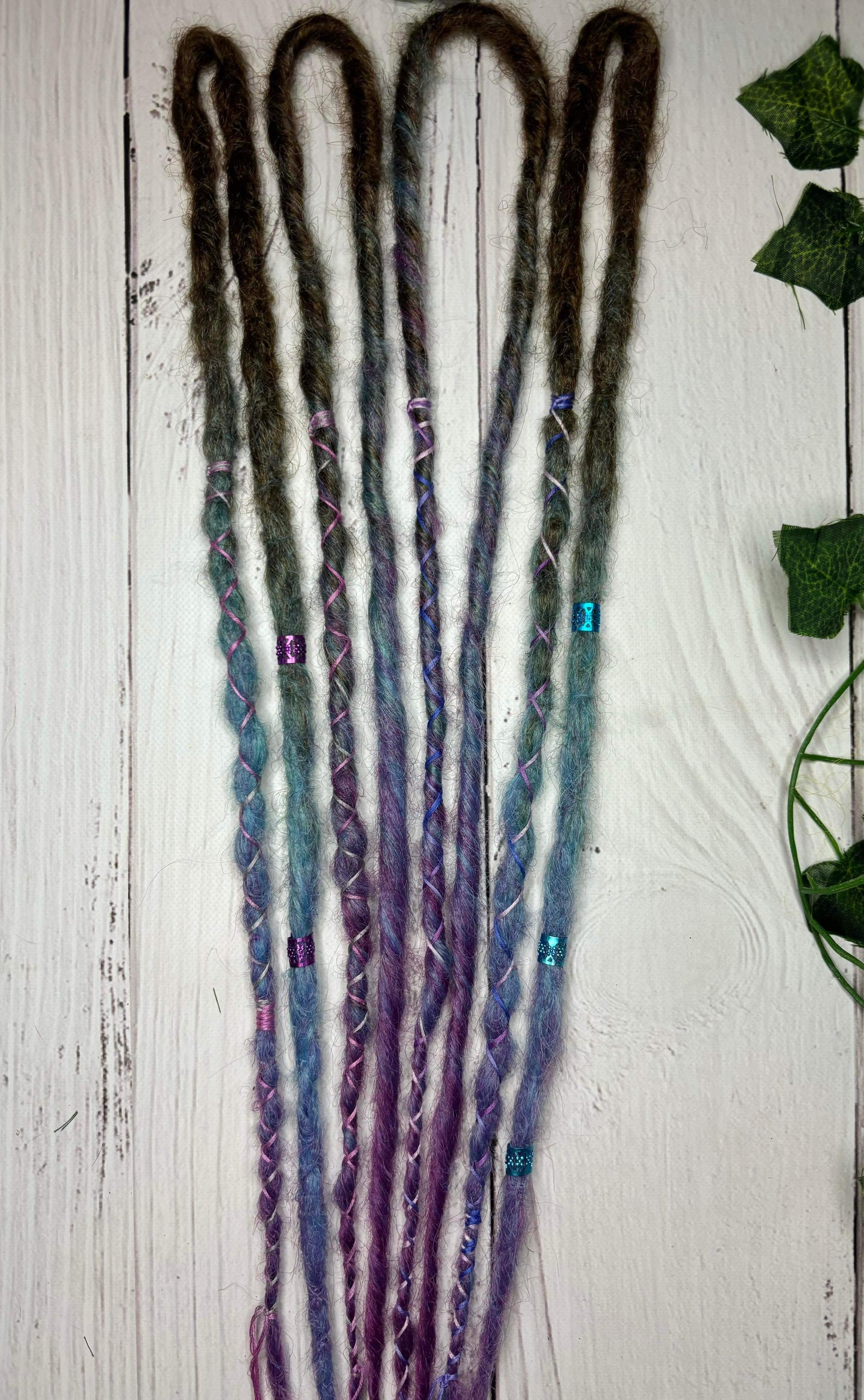 Set of 4, 48-54cm Brown to Blue/Purple Synthetic Extensions