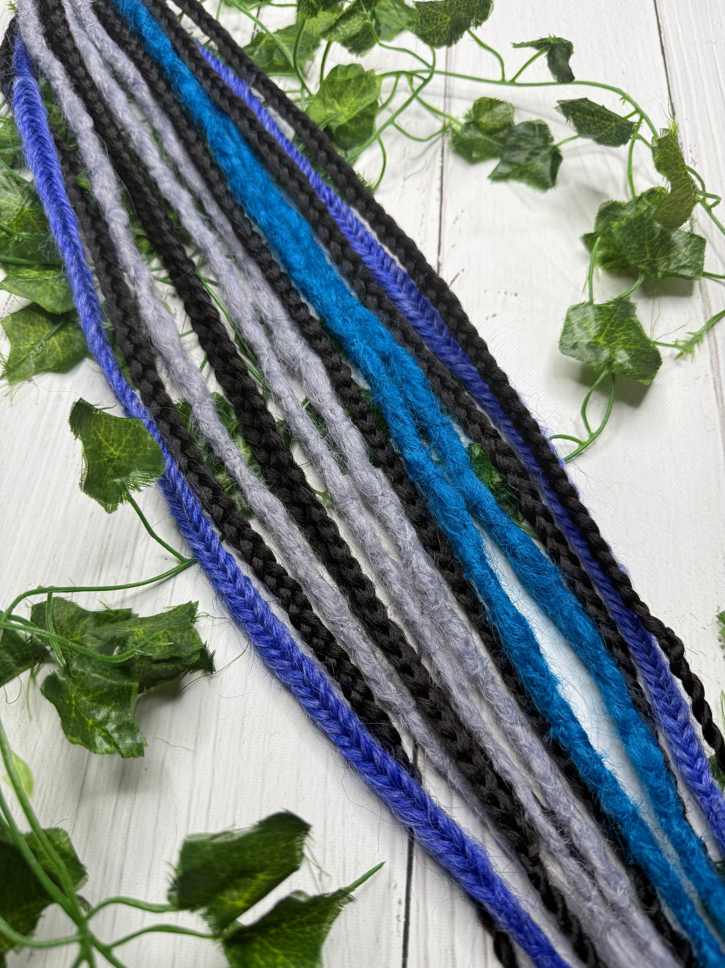 Set of 11, 58-69cm Blue Grey and Black Synthetic Extensions (only available for online purchase)