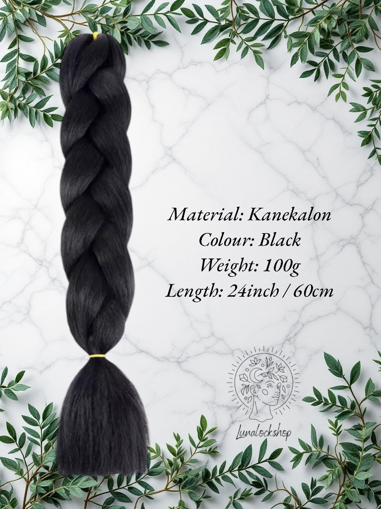 Black Kanekalon Synthetic Hair 60cm 100g (only available for online purchase)