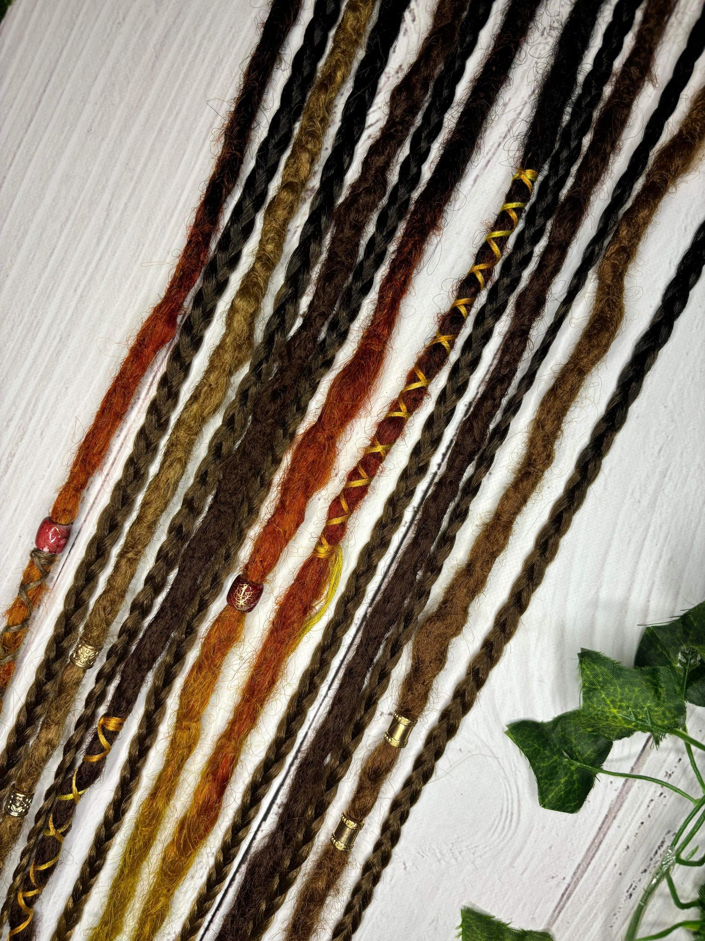 Set of 12, 60-65cm Autumn Brown Synthetic Extensions
