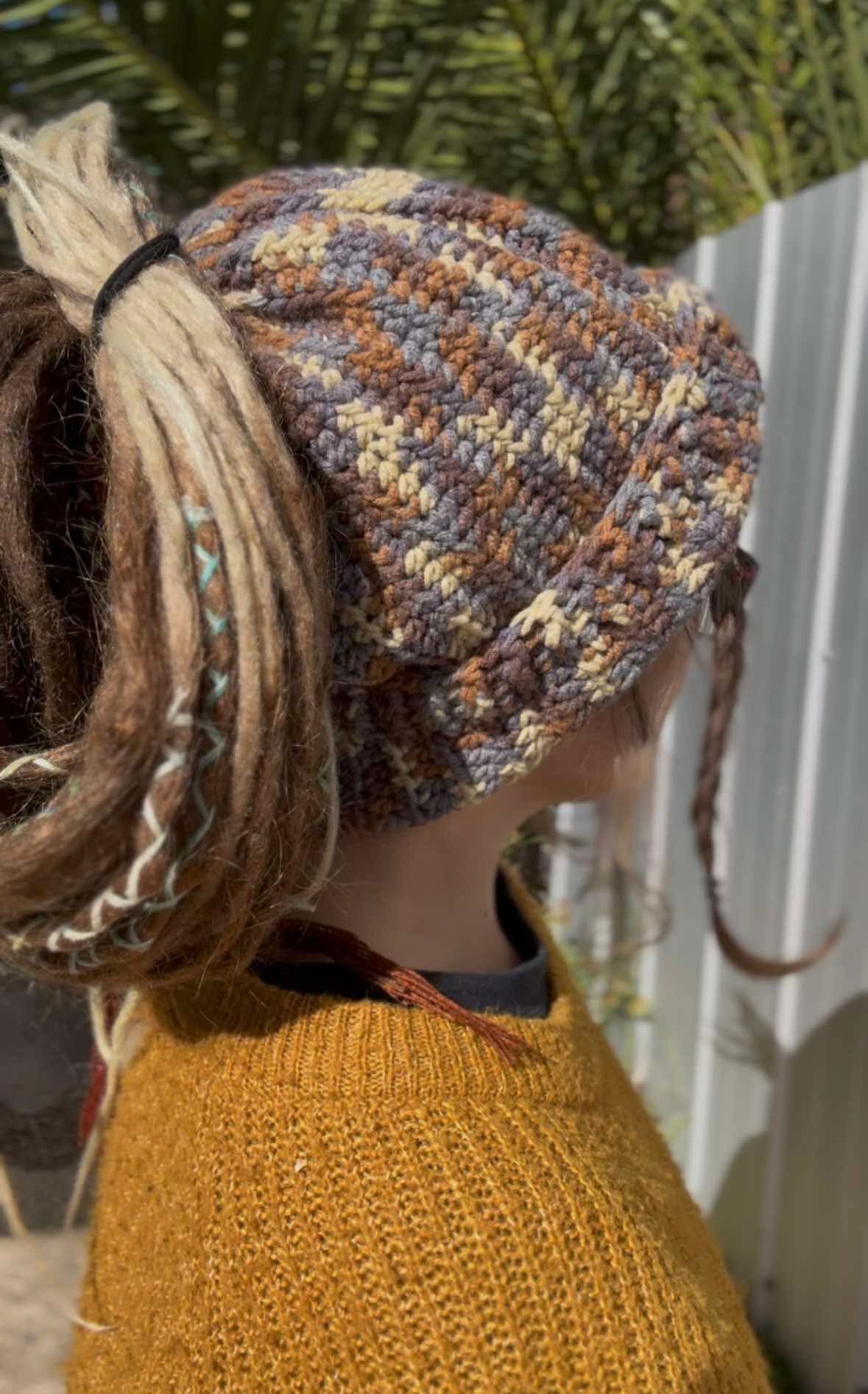 Autumn Tone Blend Handmade Beanie with hole