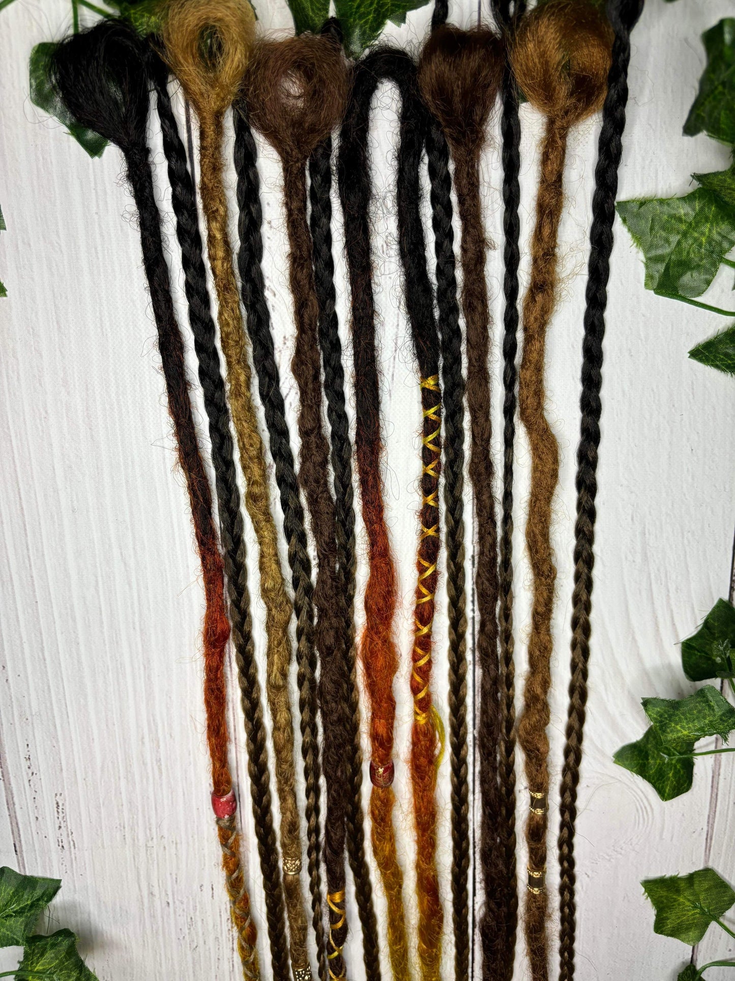 Set of 12, 60-65cm Autumn Brown Synthetic Extensions