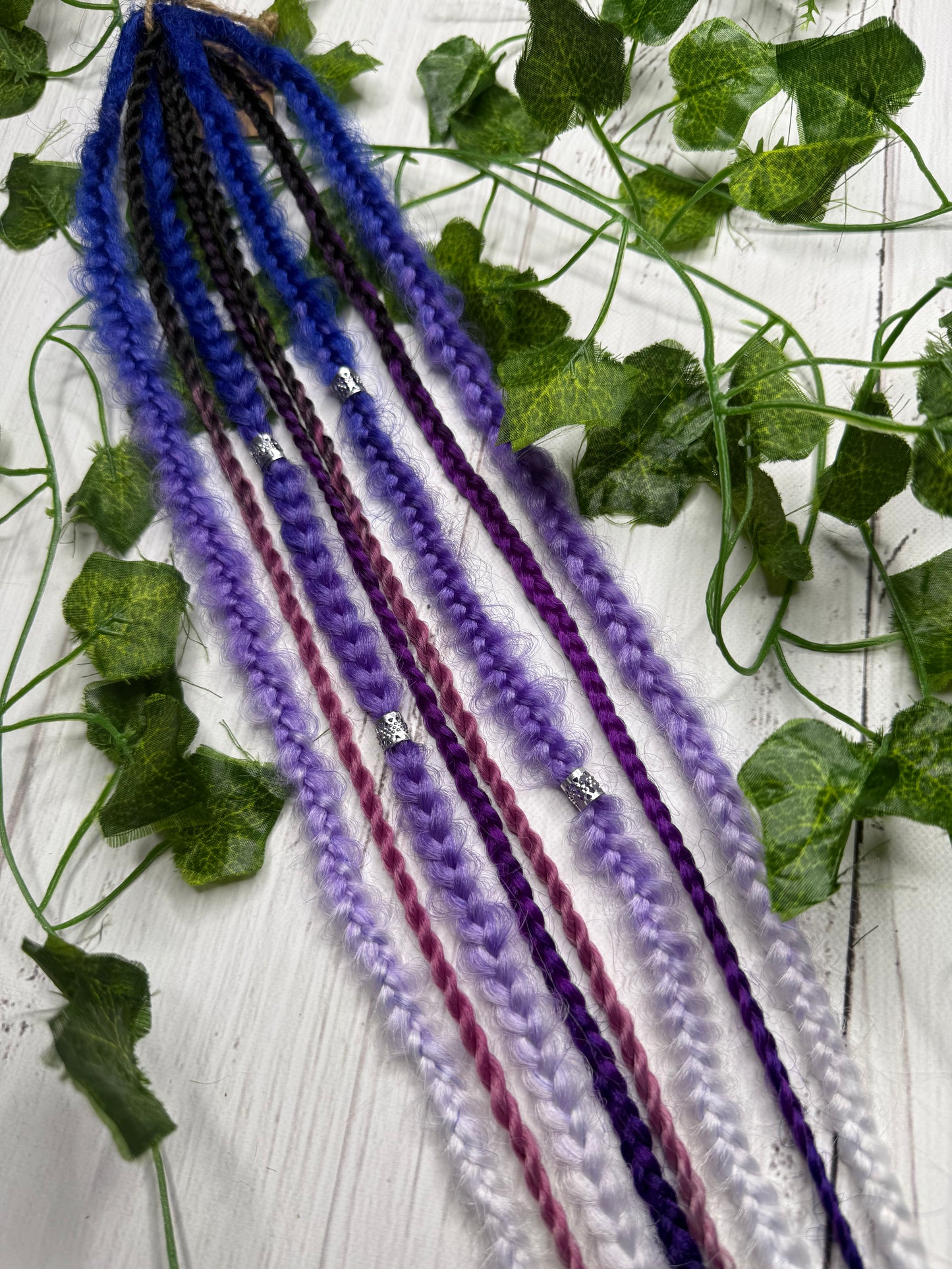 Set of 6, 57-63cm Purple Blue Blend Synthetic Extensions