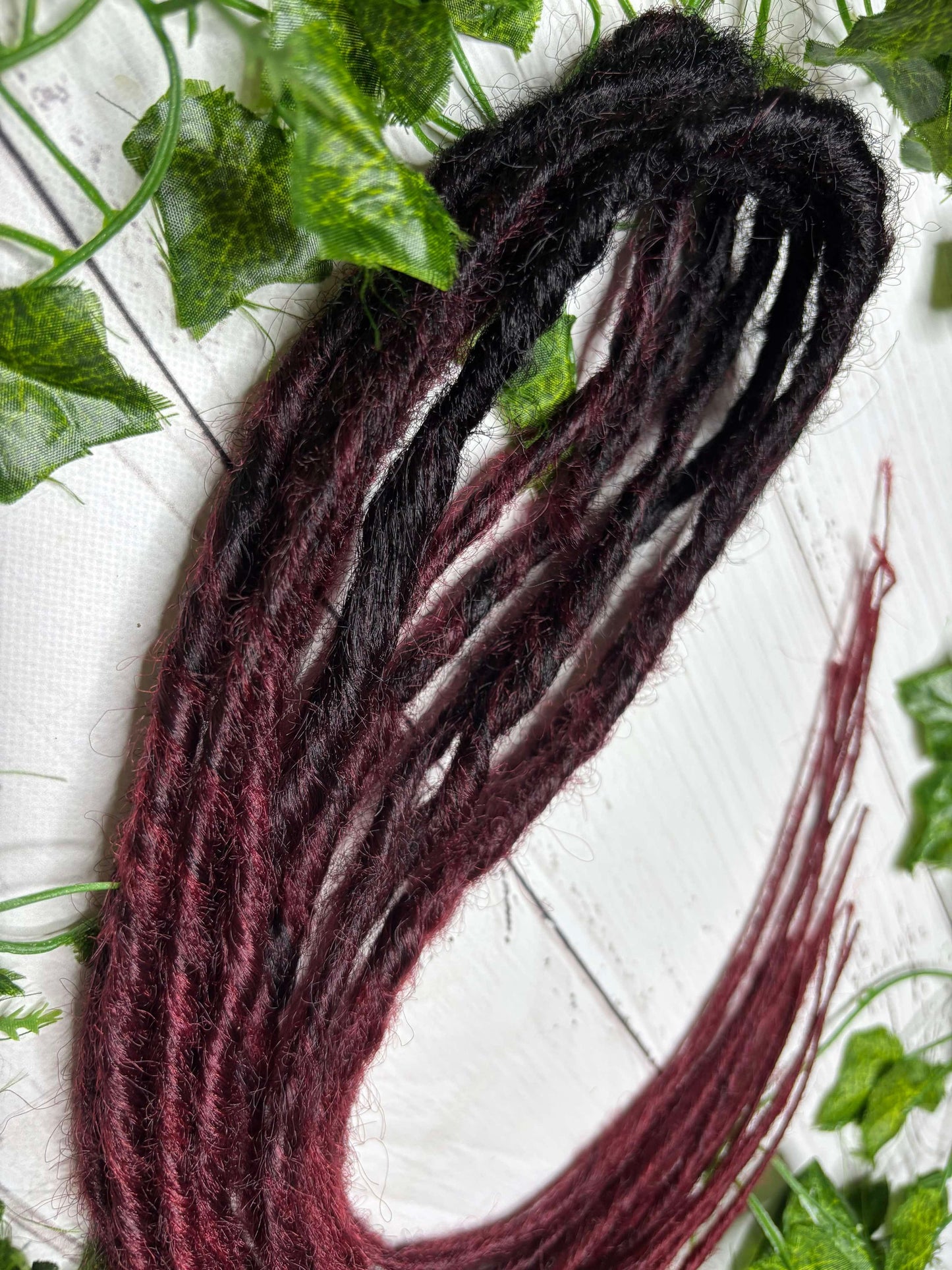 Set of 6, 50-59cm Black - Maroon Twisted Synthetic Extensions (only available for online purchase)