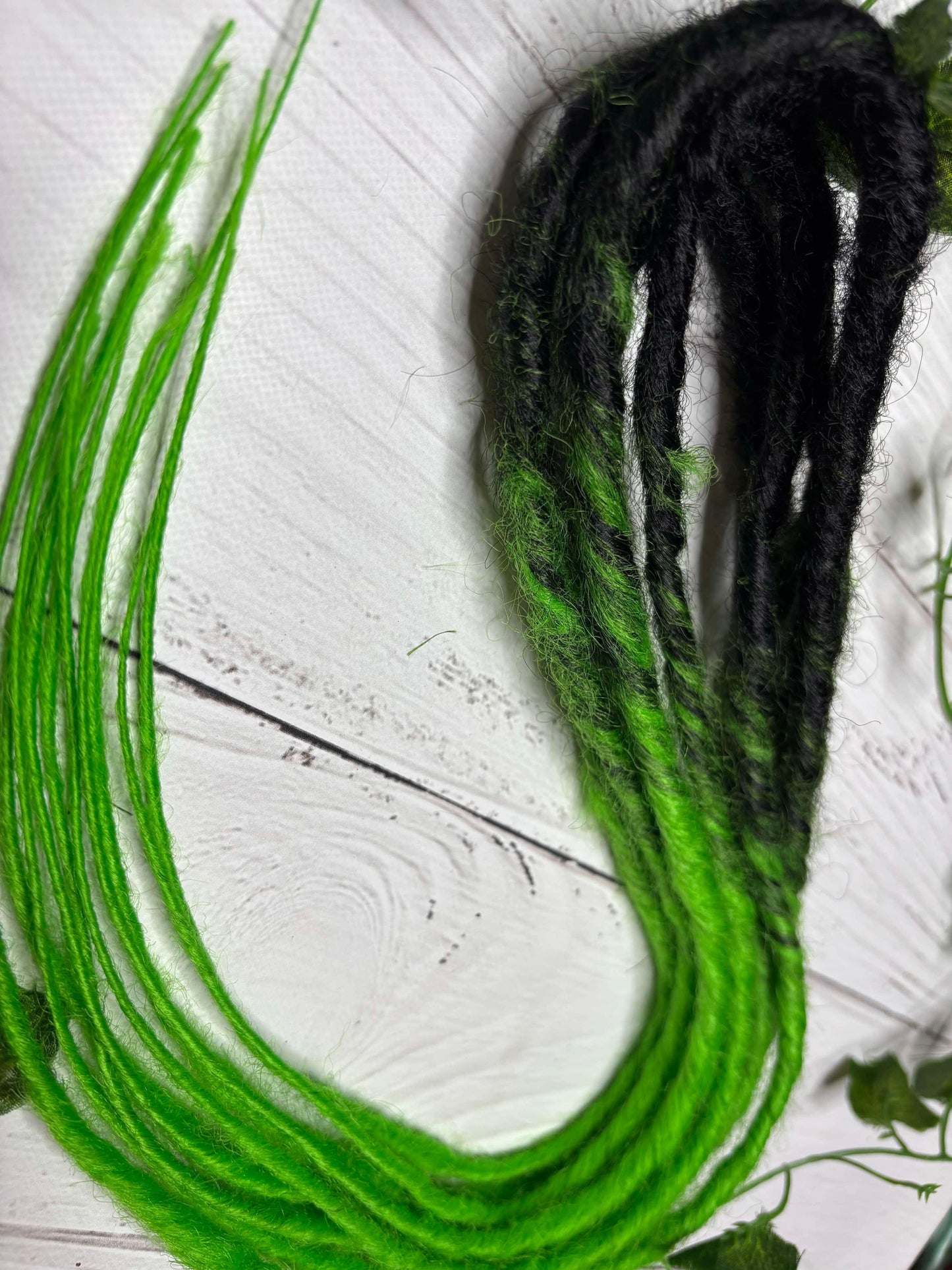 Set of 3, 57-60cm Black - Green Twisted Synthetic Extensions (only available for online purchase)