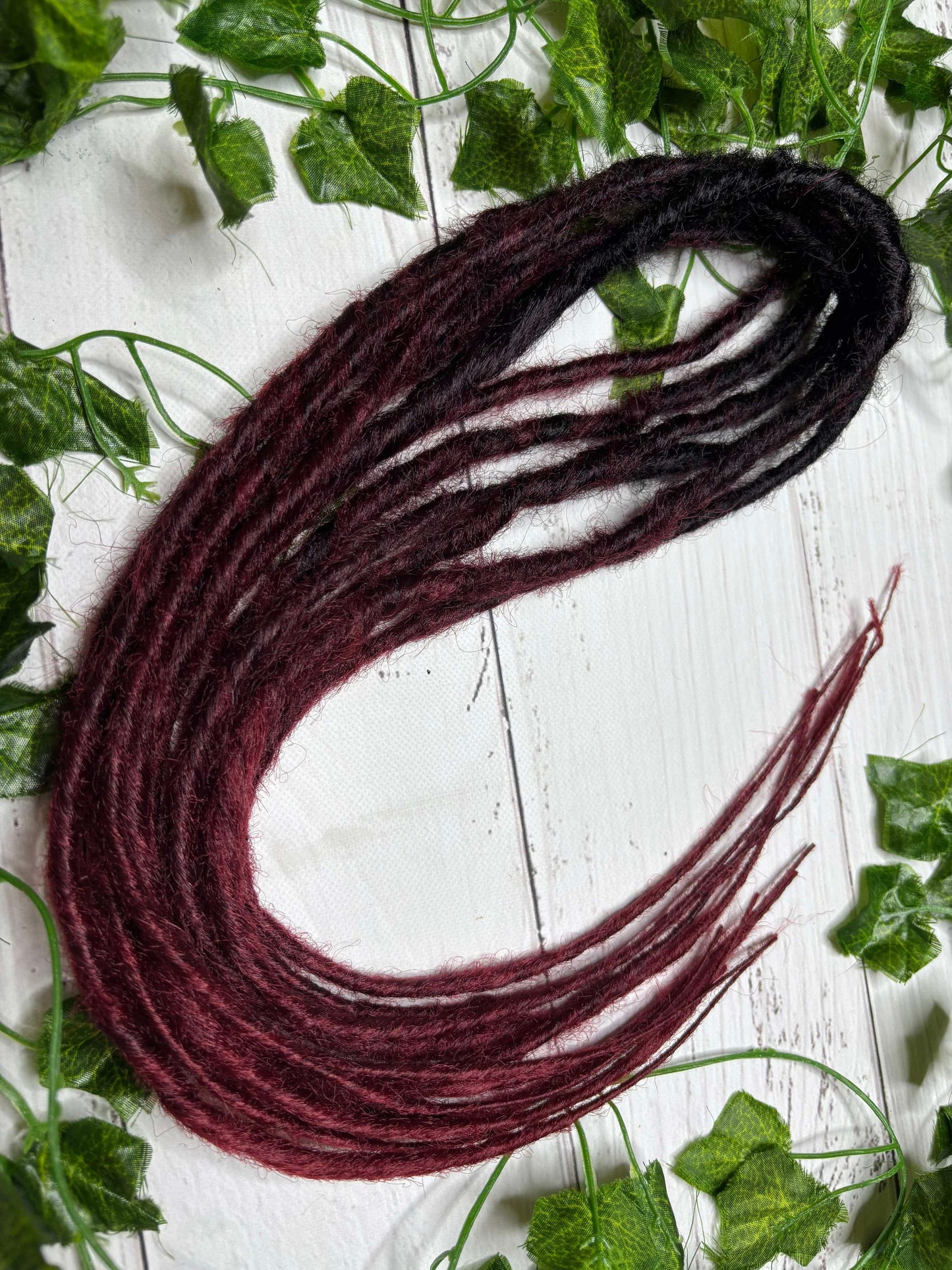 Set of 6, 50-59cm Black - Maroon Twisted Synthetic Extensions (only available for online purchase)