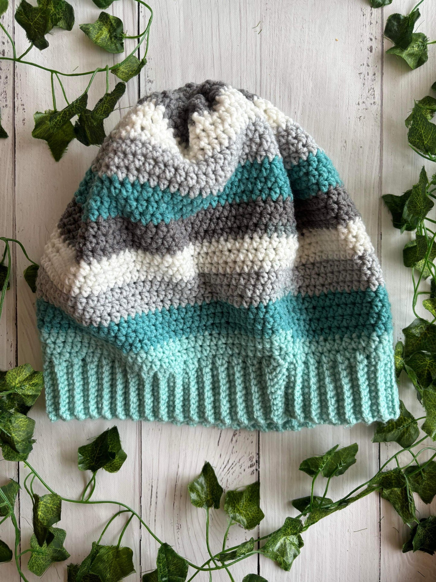 Blue Grey Handmade Beanie