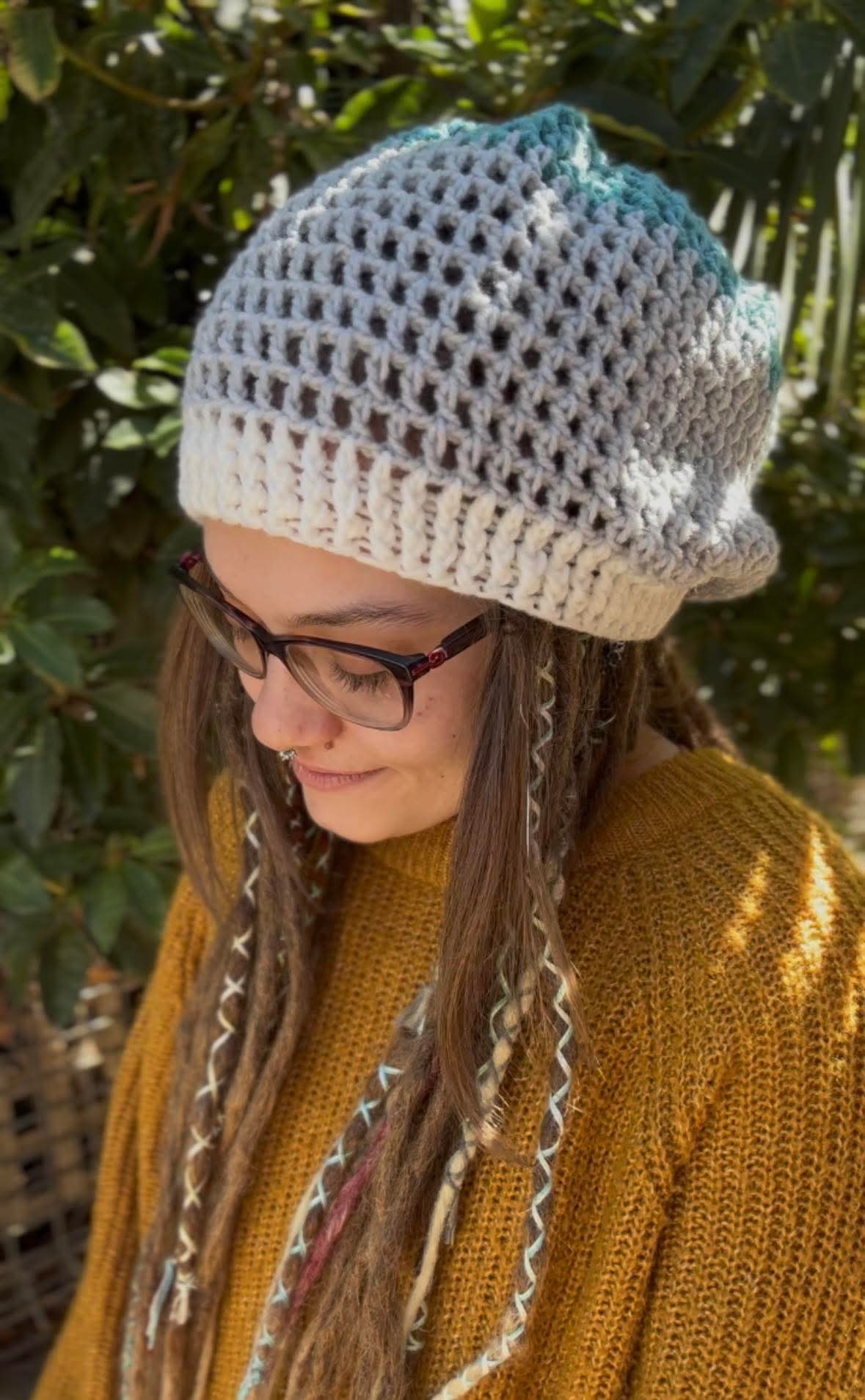 Blue and Grey tight net Handmade Beanie