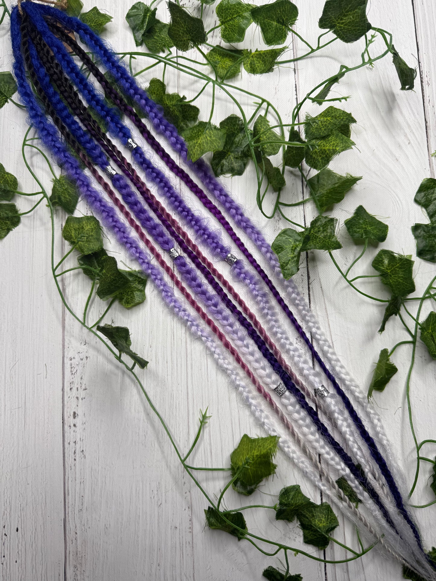 Set of 6, 57-63cm Purple Blue Blend Synthetic Extensions
