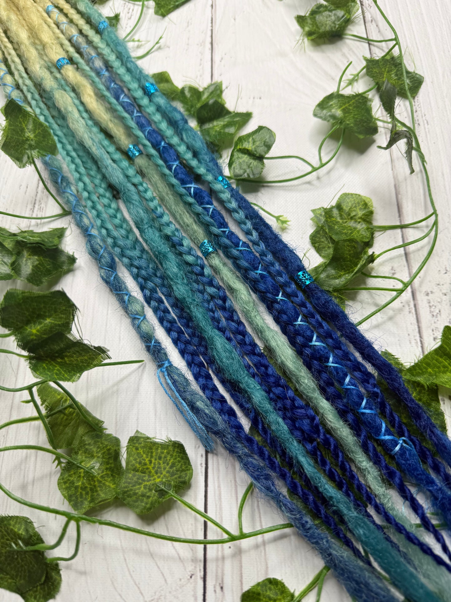 Set of 11, 59-63cm Blonde to Blue Synthetic Extensions (only available for online purchase)