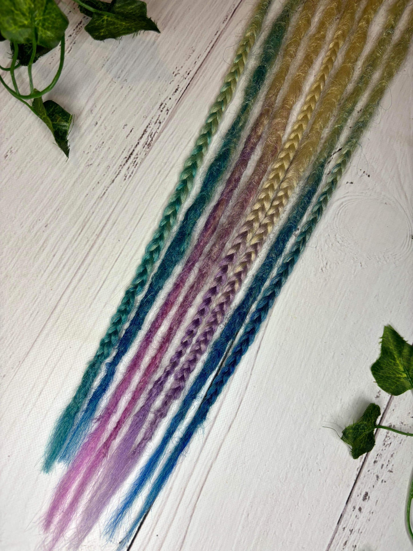 Set of 4, 43-47cm Blonde Blue Pink and Purple Synthetic Extensions