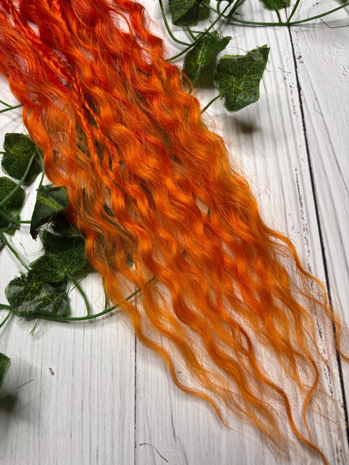 Set of 9 Red-Orange Mixed Texture Synthetic Dreadlock Extensions (only available for online purchase)